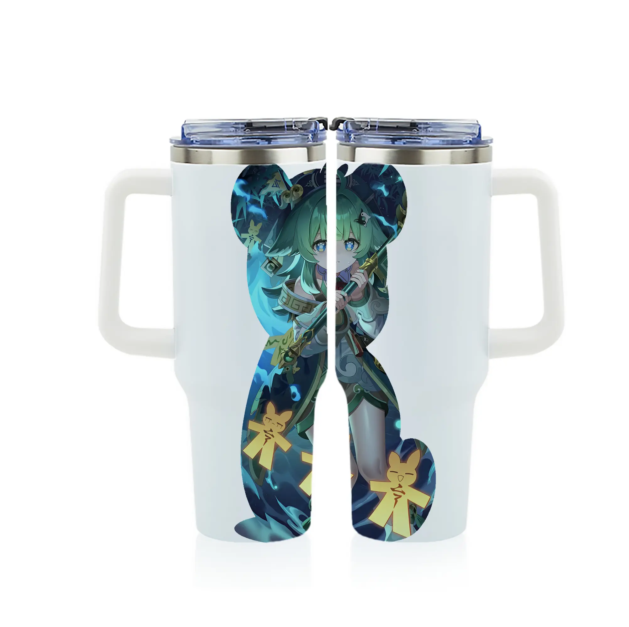 崩壊：スターレイル グッズ フォフォ - 1200mL フルプリント車用タンブラー ・ 304ステンレス 内側 ・ 201ステンレス 外側 ・ 保温 保冷 ・ 通勤 ドライブ アウトドア用