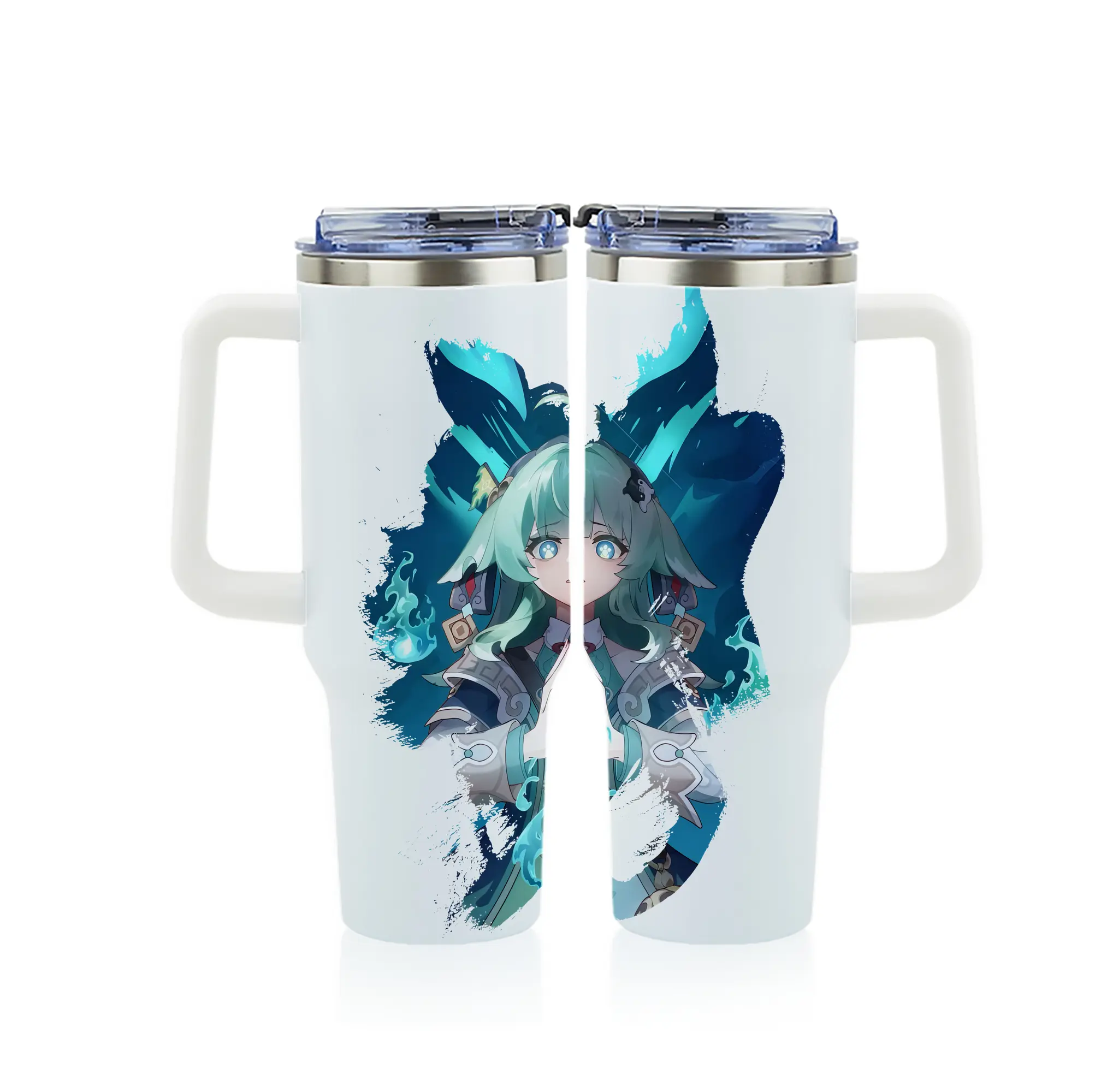 崩壊：スターレイル グッズ フォフォ - 1200mL フルプリント車用タンブラー ・ 304ステンレス 内側 ・ 201ステンレス 外側 ・ 保温 保冷 ・ 通勤 ドライブ アウトドア用