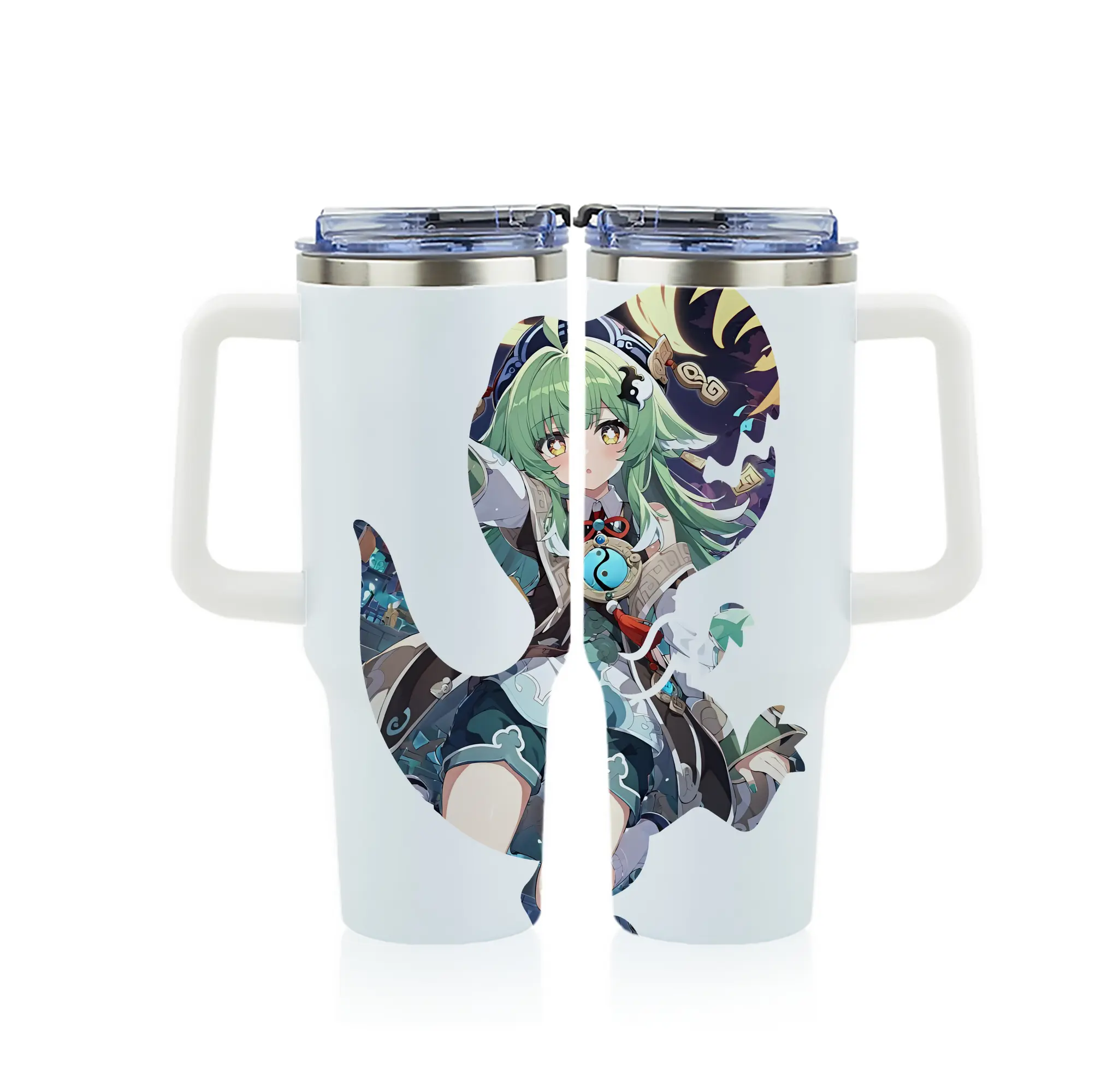 崩壊：スターレイル グッズ フォフォ - 1200mL フルプリント車用タンブラー ・ 304ステンレス 内側 ・ 201ステンレス 外側 ・ 保温 保冷 ・ 通勤 ドライブ アウトドア用