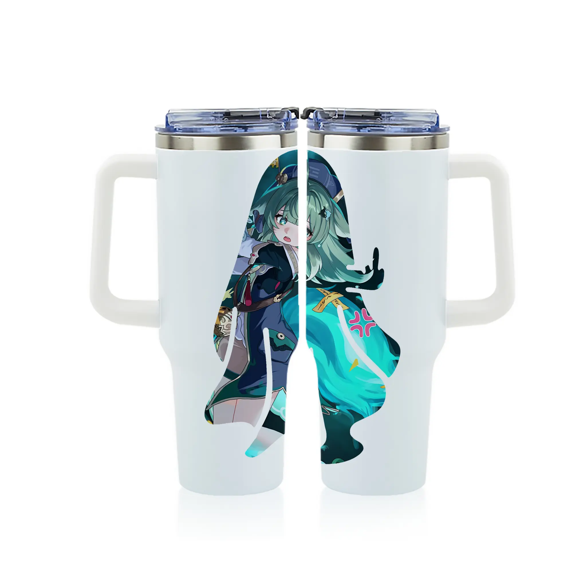 崩壊：スターレイル グッズ フォフォ - 1200mL フルプリント車用タンブラー ・ 304ステンレス 内側 ・ 201ステンレス 外側 ・ 保温 保冷 ・ 通勤 ドライブ アウトドア用