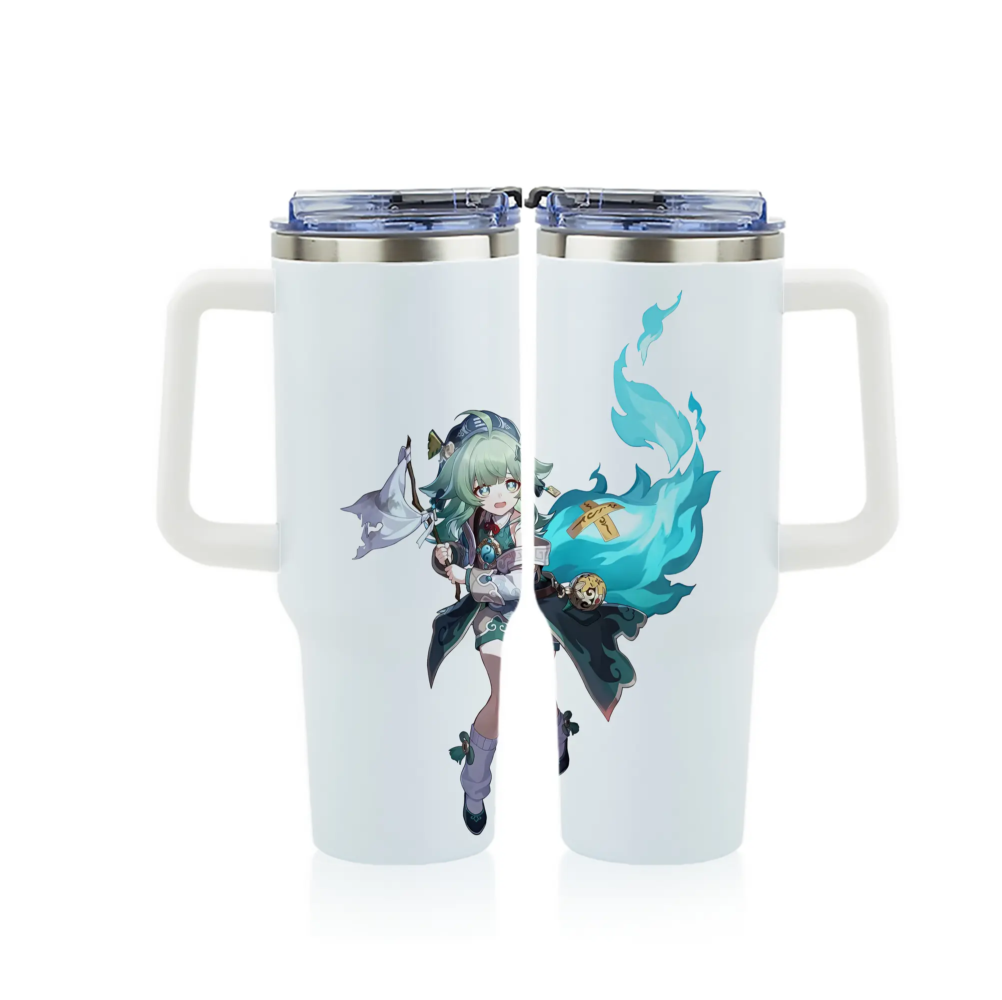 崩壊：スターレイル グッズ フォフォ - 1200mL フルプリント車用タンブラー ・ 304ステンレス 内側 ・ 201ステンレス 外側 ・ 保温 保冷 ・ 通勤 ドライブ アウトドア用