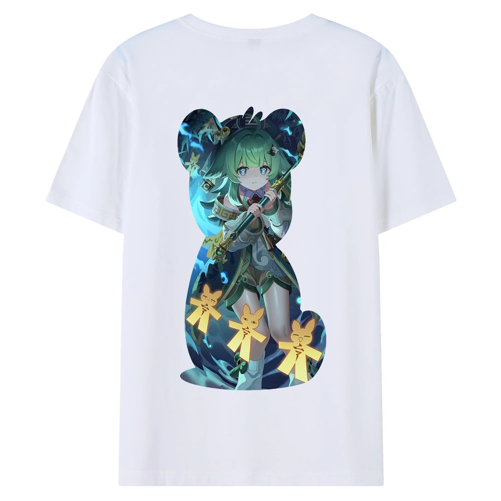 崩壊：スターレイル グッズ フォフォ - 綿100％ 半袖Tシャツ ・ バックプリント ・ 快適 通気性 ・ 日常使い 散歩 スポーツ用