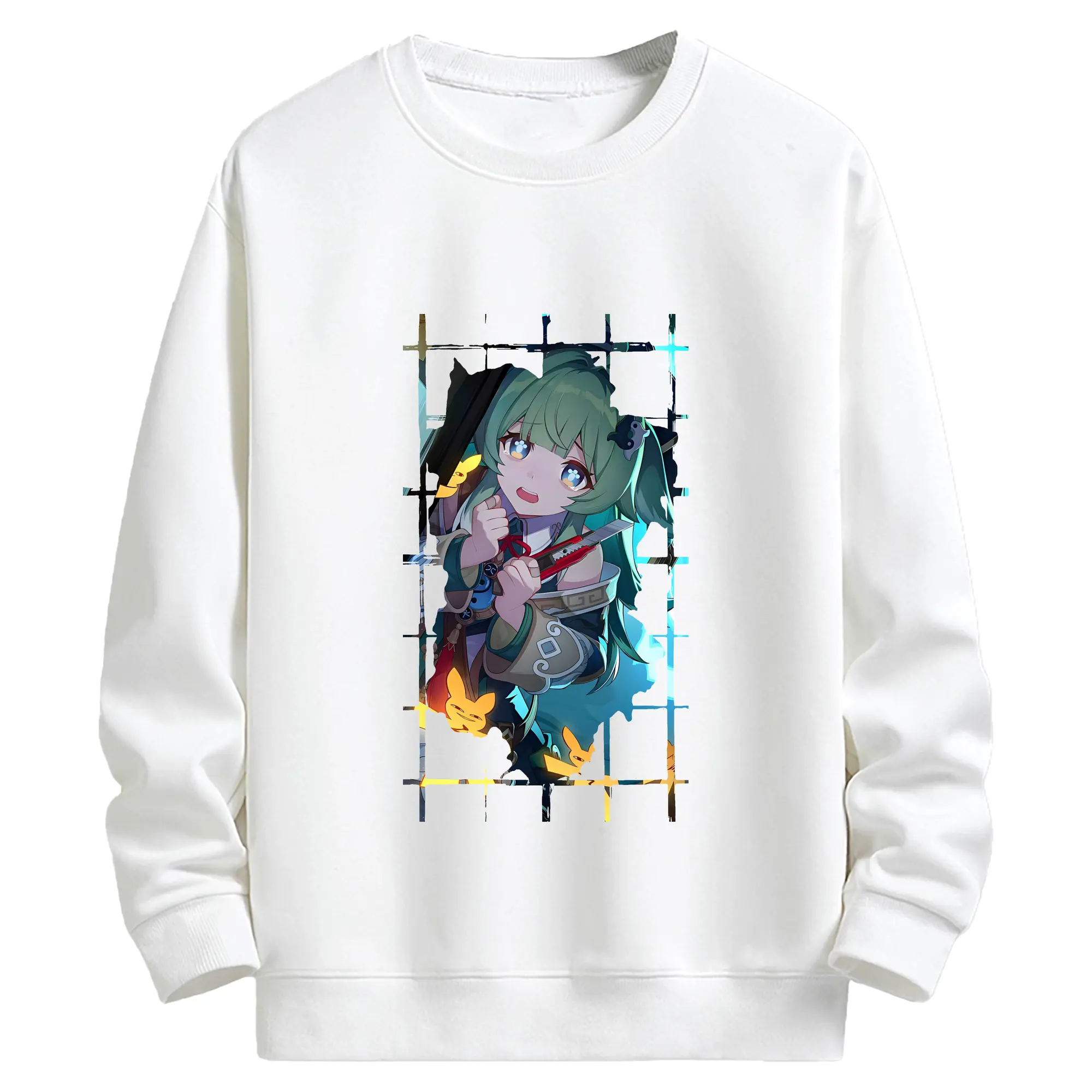 崩壊：スターレイル グッズ フォフォ - キッズ クルーネックスウェットシャツ ・ フロントプリント ・ 綿80％ ポリエステル20％ ・ 快適 通学 スポーツ 日常使い お散歩用