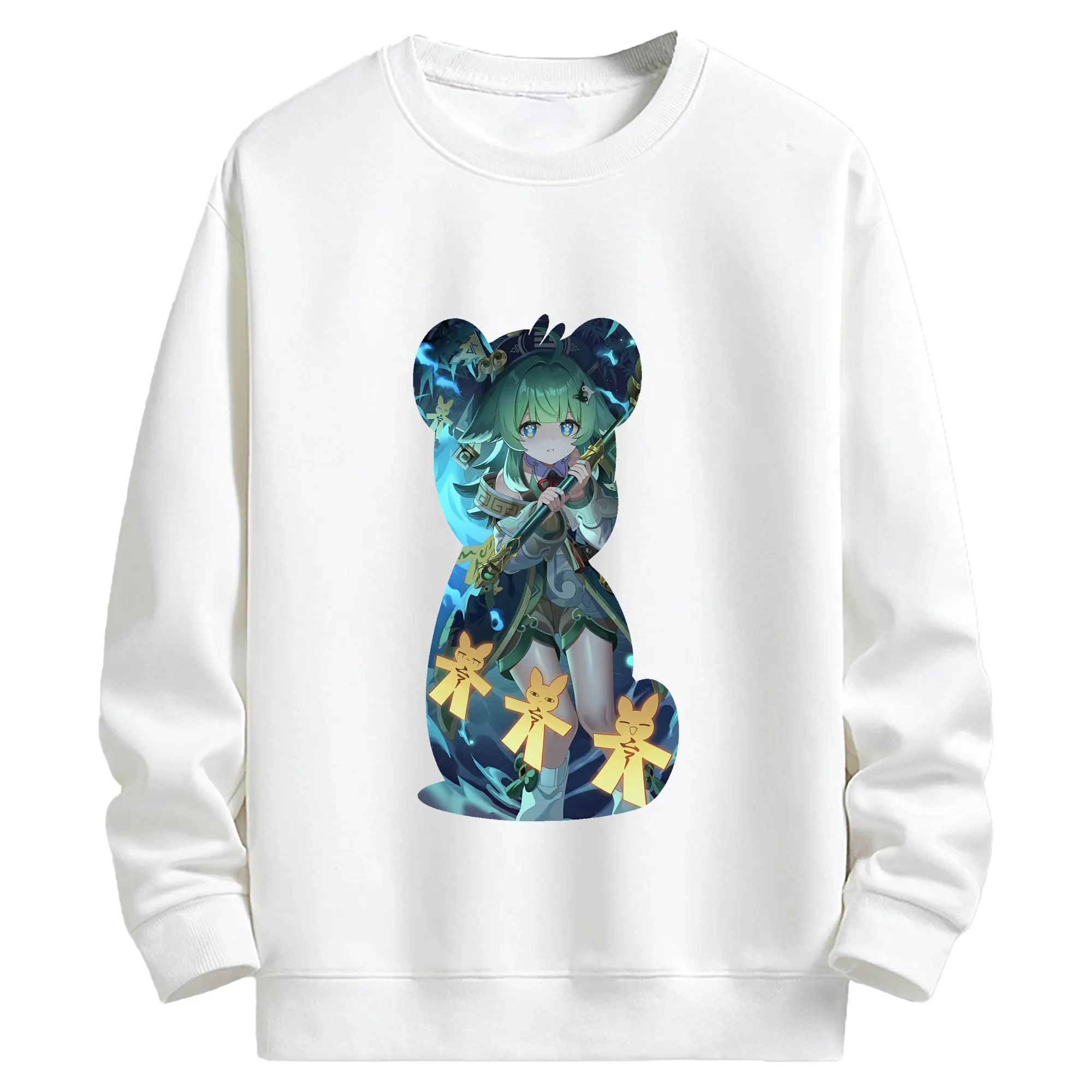 崩壊：スターレイル グッズ フォフォ - キッズ クルーネックスウェットシャツ ・ フロントプリント ・ 綿80％ ポリエステル20％ ・ 快適 通学 スポーツ 日常使い お散歩用