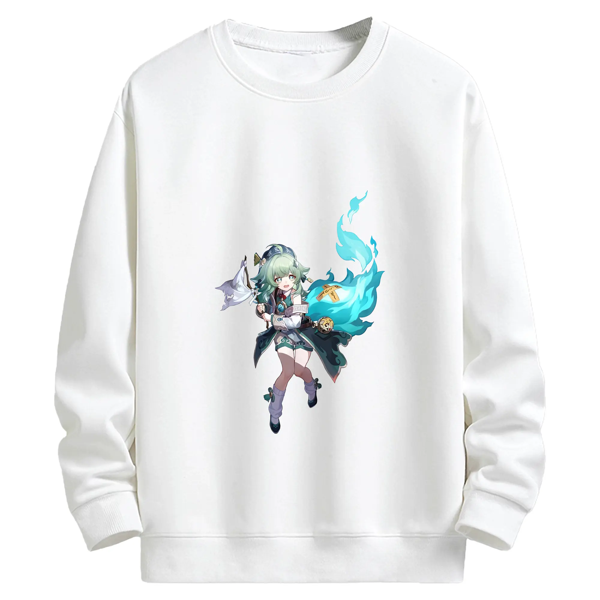 崩壊：スターレイル グッズ フォフォ - キッズ クルーネックスウェットシャツ ・ フロントプリント ・ 綿80％ ポリエステル20％ ・ 快適 通学 スポーツ 日常使い お散歩用