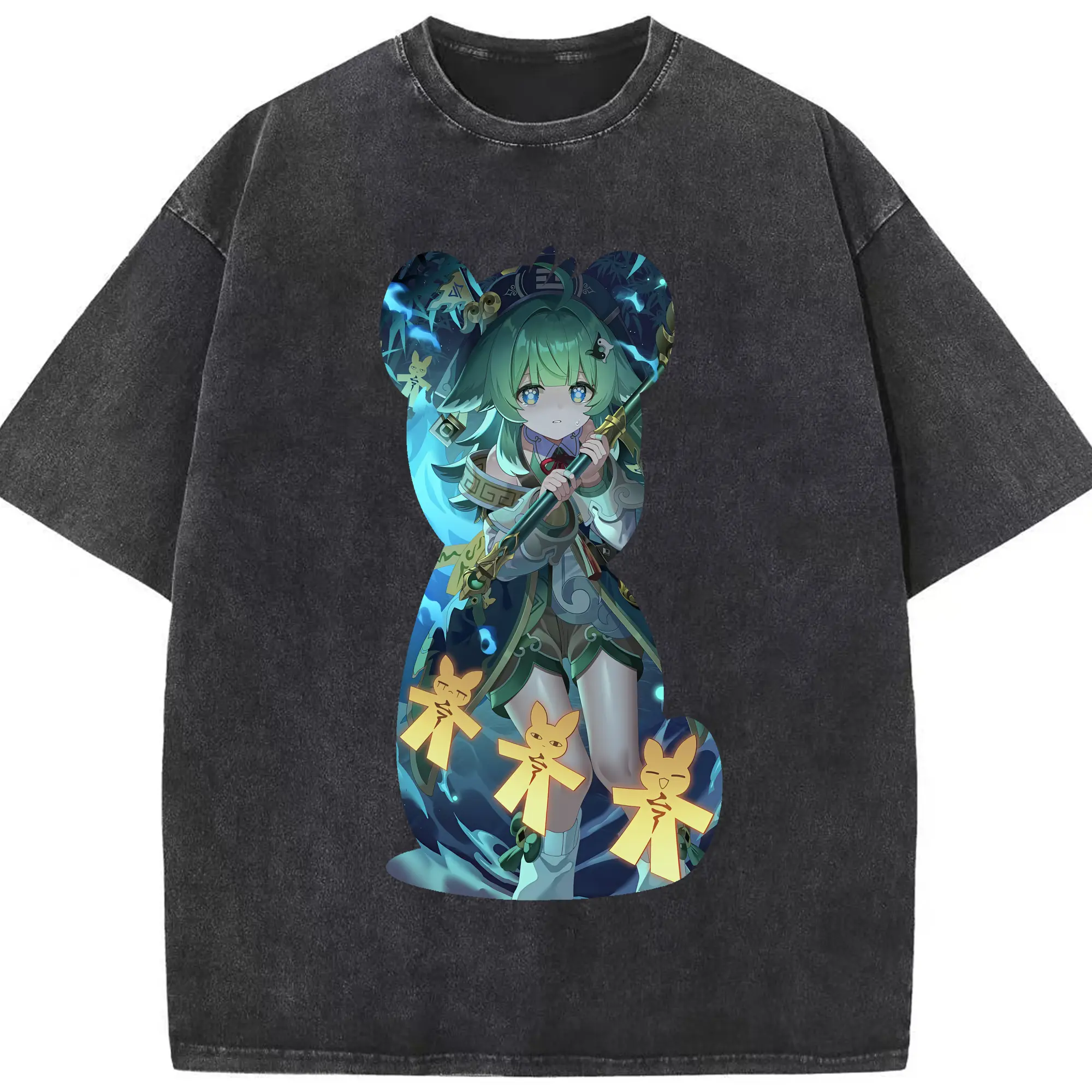 崩壊：スターレイル グッズ フォフォ - 綿100％ ヴィンテージ風 半袖Tシャツ ・ フロントプリント ・ 柔らか肌触り ・ 通気性 快適 ・ スポーツ カジュアル 外出用