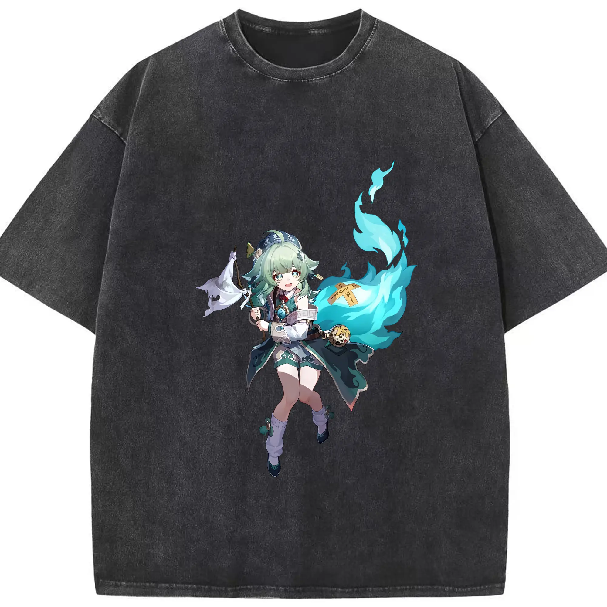 崩壊：スターレイル グッズ フォフォ - 綿100％ ヴィンテージ風 半袖Tシャツ ・ フロントプリント ・ 柔らか肌触り ・ 通気性 快適 ・ スポーツ カジュアル 外出用