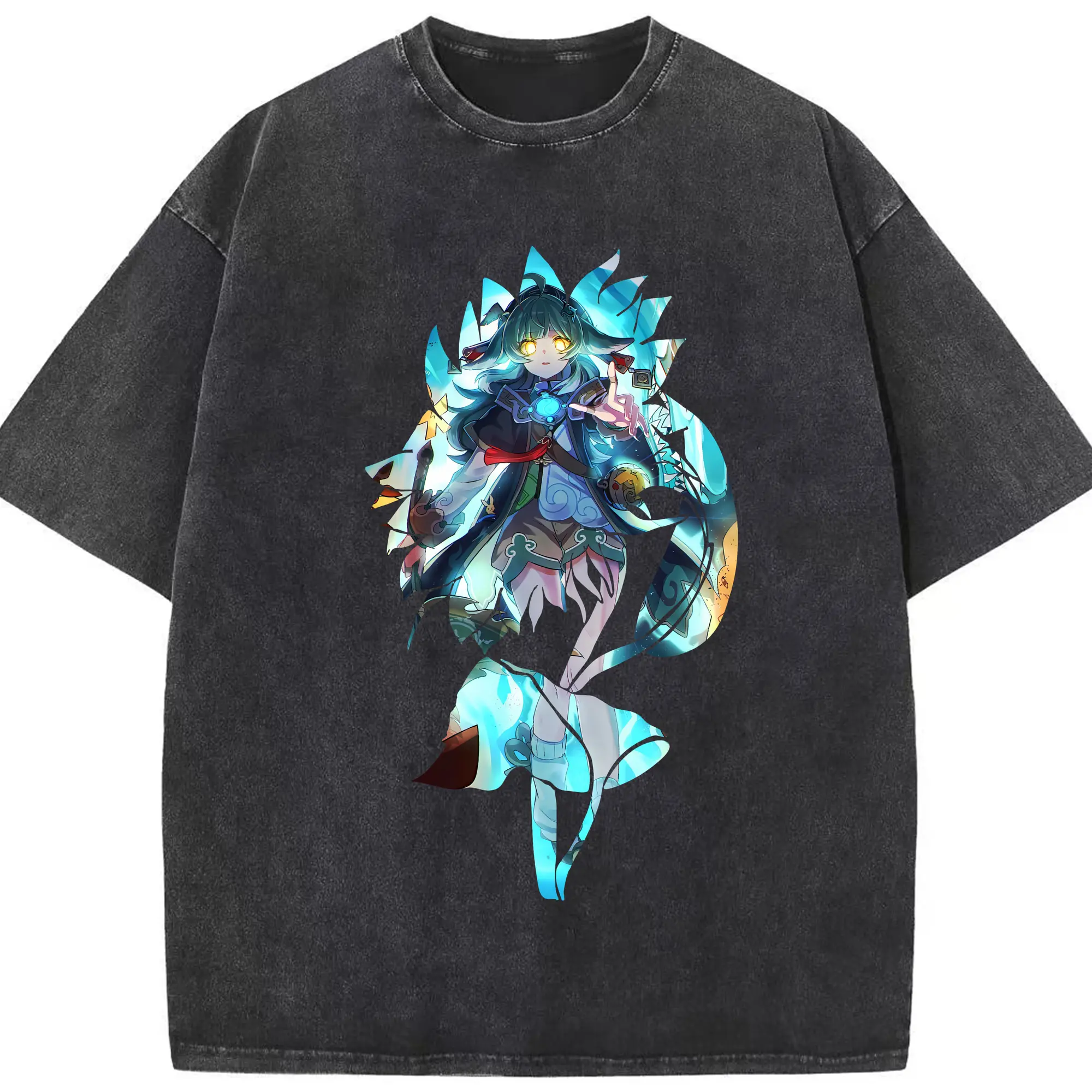 崩壊：スターレイル グッズ フォフォ - 綿100％ ヴィンテージ風 半袖Tシャツ ・ フロントプリント ・ 柔らか肌触り ・ 通気性 快適 ・ スポーツ カジュアル 外出用