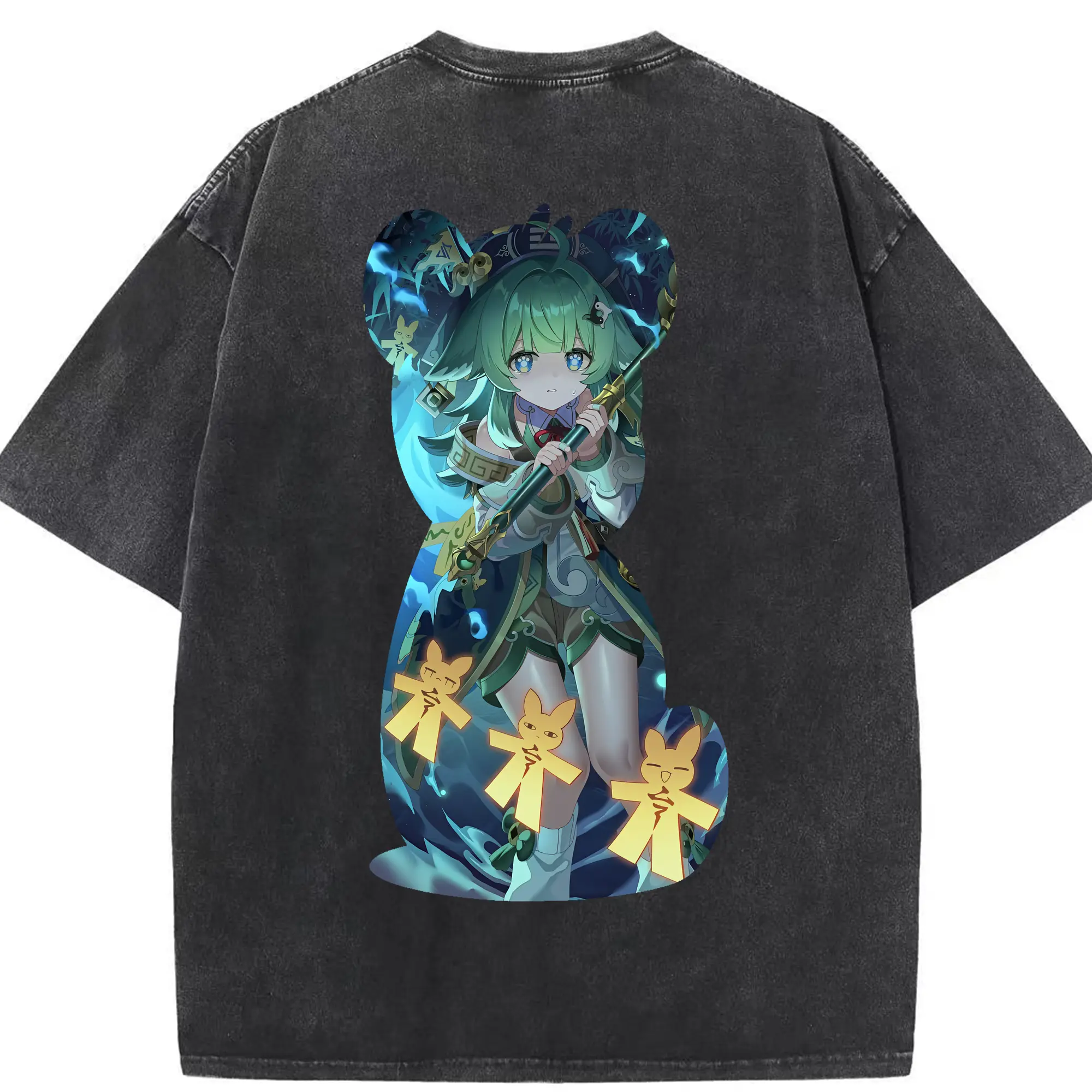 崩壊：スターレイル グッズ フォフォ - 綿100％ ヴィンテージ風 半袖Tシャツ ・ 背面プリント ・ 柔らか肌触り ・ 通気性 快適 ・ スポーツ カジュアル 外出用