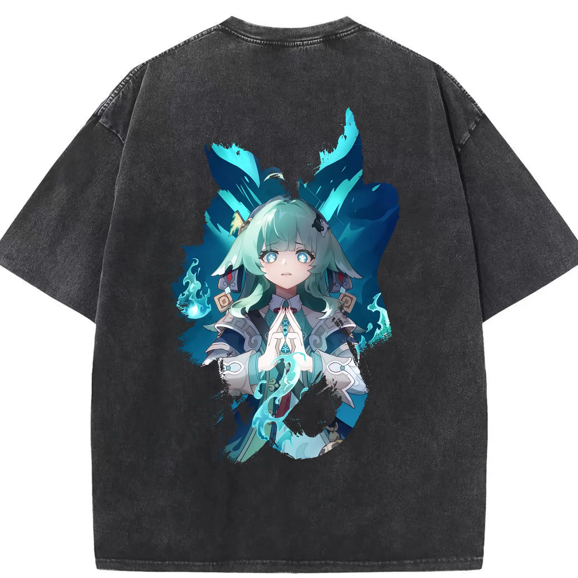 崩壊：スターレイル グッズ フォフォ - 綿100％ ヴィンテージ風 半袖Tシャツ ・ 背面プリント ・ 柔らか肌触り ・ 通気性 快適 ・ スポーツ カジュアル 外出用