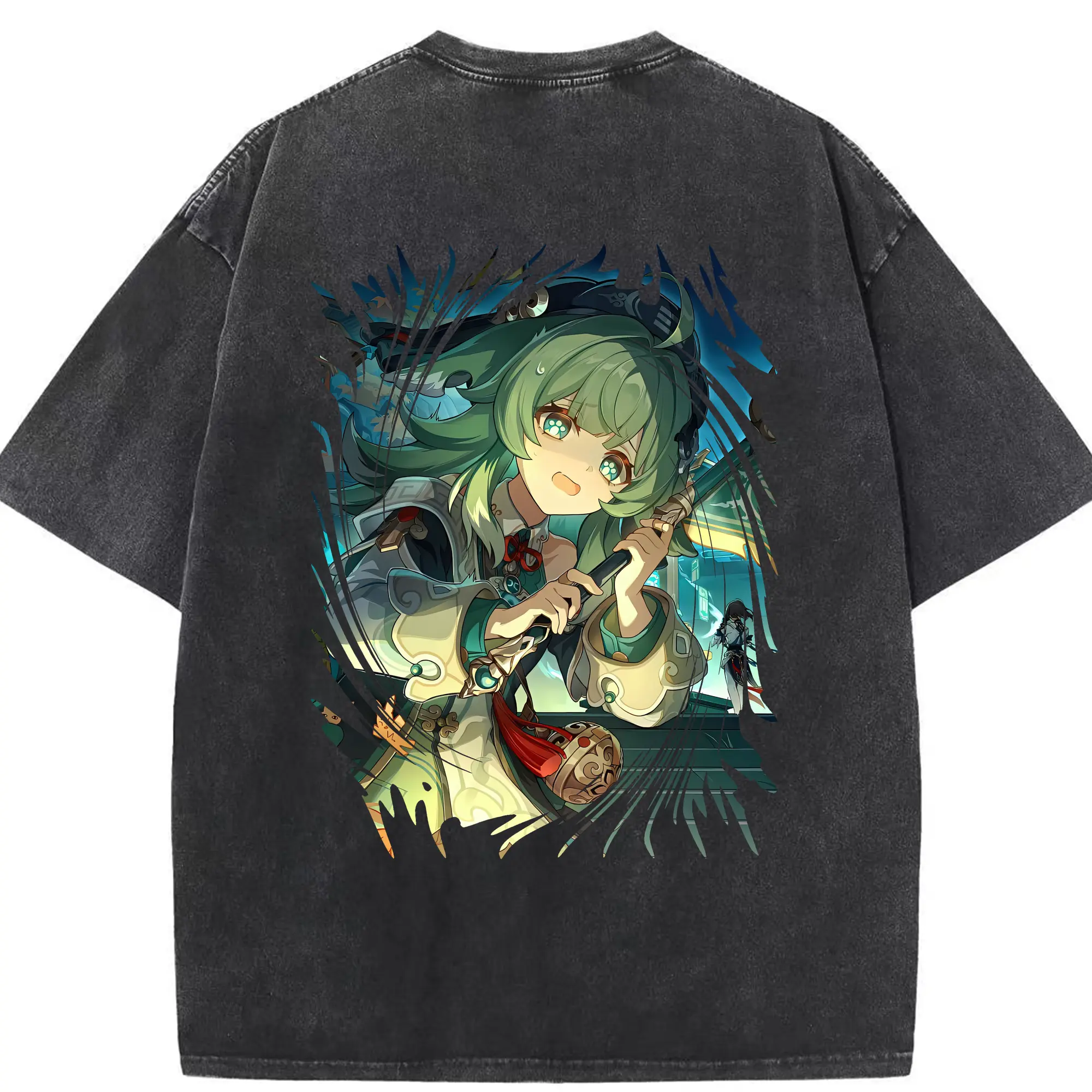 崩壊：スターレイル グッズ フォフォ - 綿100％ ヴィンテージ風 半袖Tシャツ ・ 背面プリント ・ 柔らか肌触り ・ 通気性 快適 ・ スポーツ カジュアル 外出用