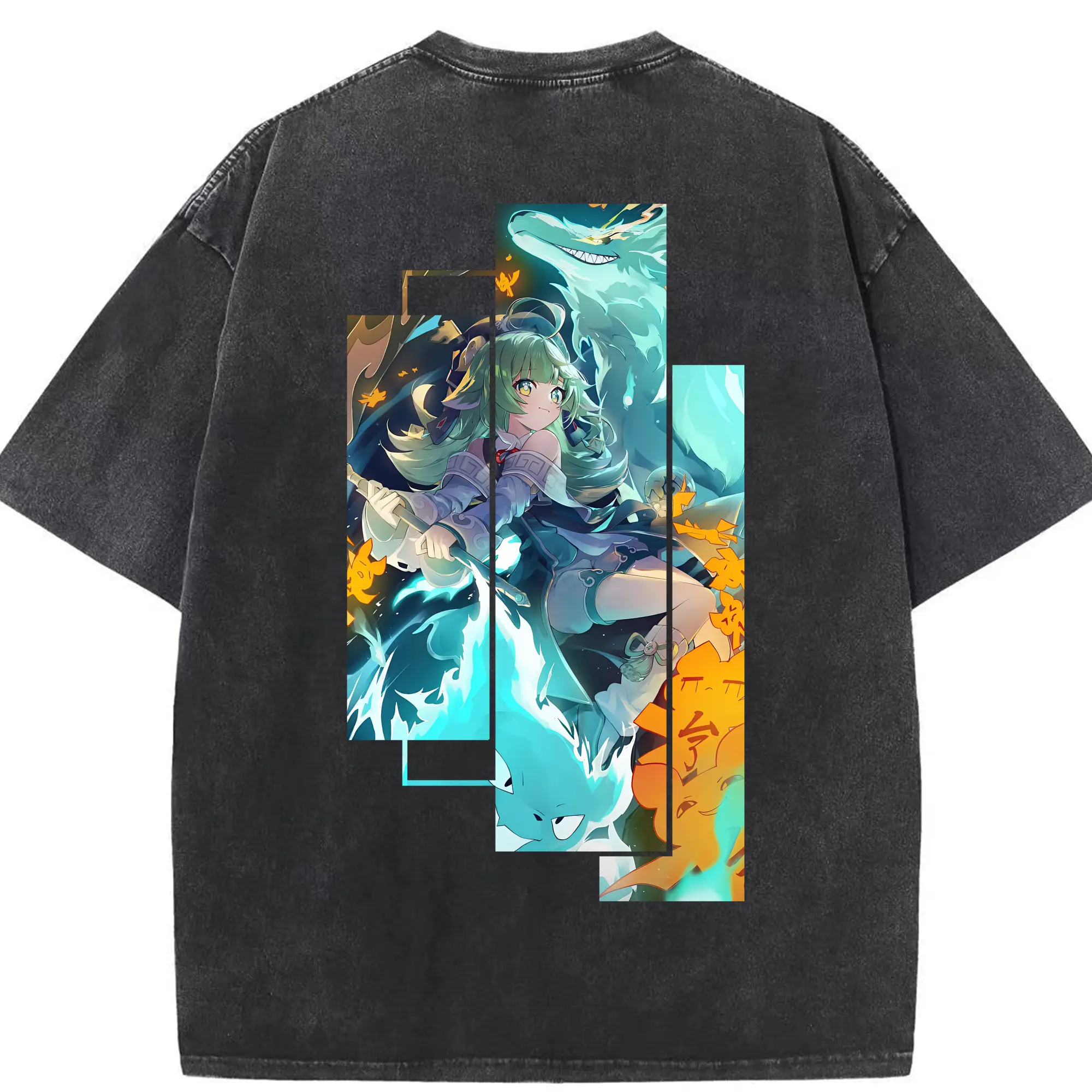崩壊：スターレイル グッズ フォフォ - 綿100％ ヴィンテージ風 半袖Tシャツ ・ 背面プリント ・ 柔らか肌触り ・ 通気性 快適 ・ スポーツ カジュアル 外出用