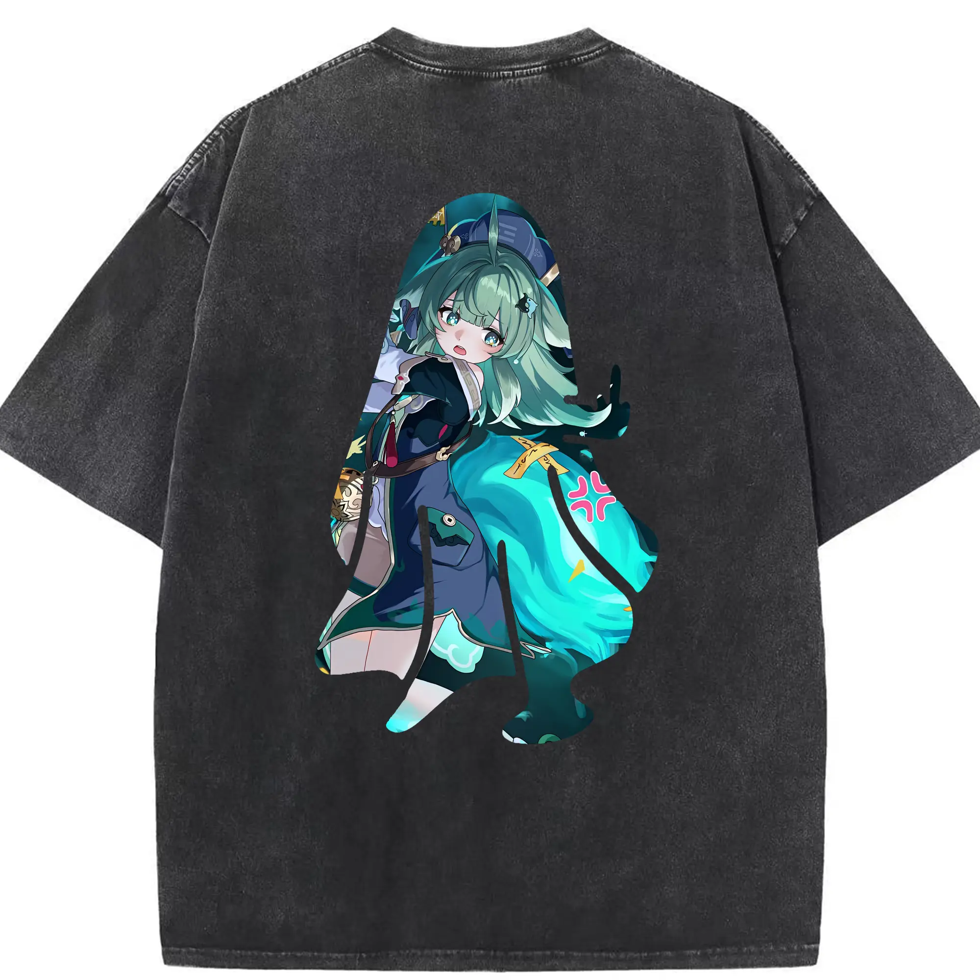 崩壊：スターレイル グッズ フォフォ - 綿100％ ヴィンテージ風 半袖Tシャツ ・ 背面プリント ・ 柔らか肌触り ・ 通気性 快適 ・ スポーツ カジュアル 外出用