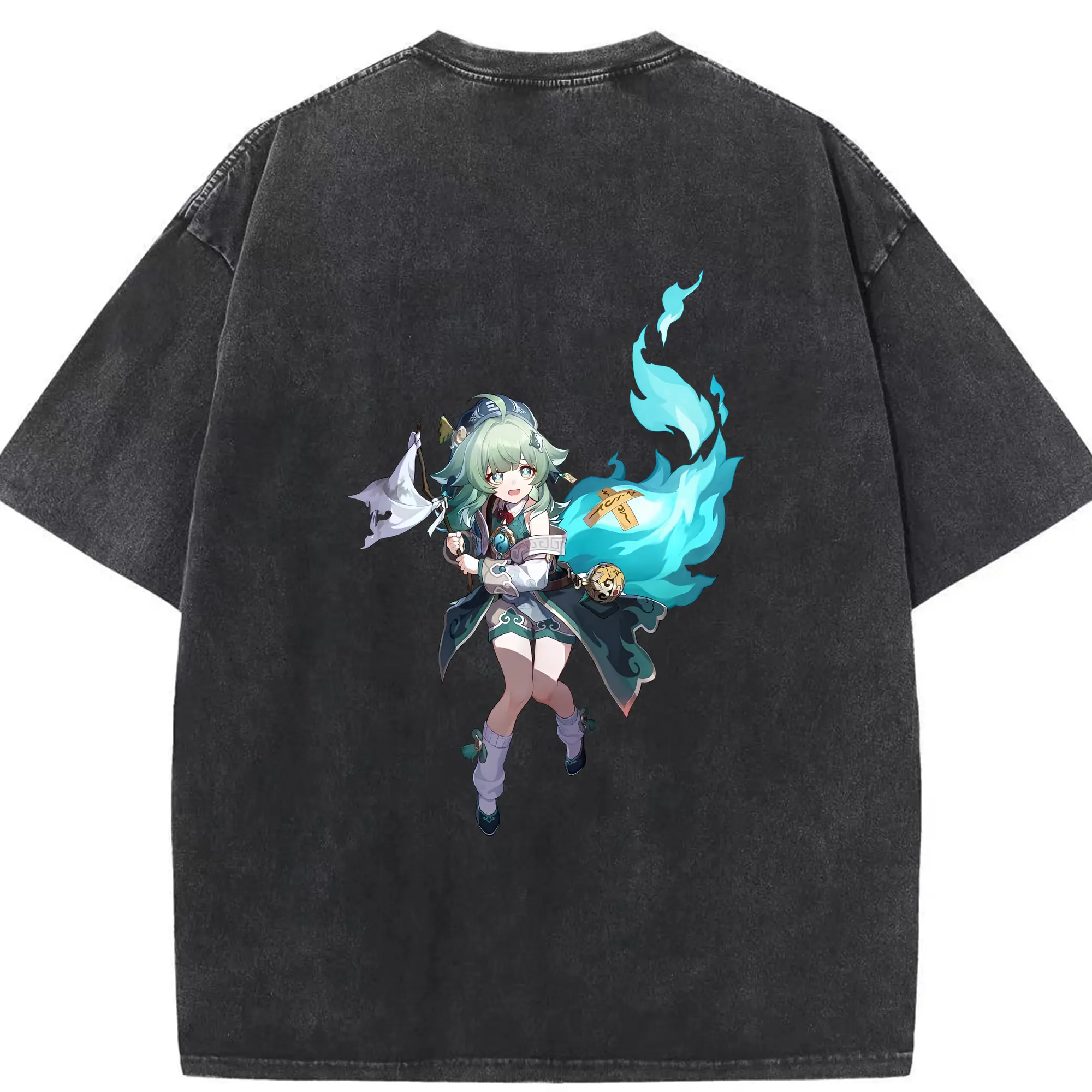 崩壊：スターレイル グッズ フォフォ - 綿100％ ヴィンテージ風 半袖Tシャツ ・ 背面プリント ・ 柔らか肌触り ・ 通気性 快適 ・ スポーツ カジュアル 外出用