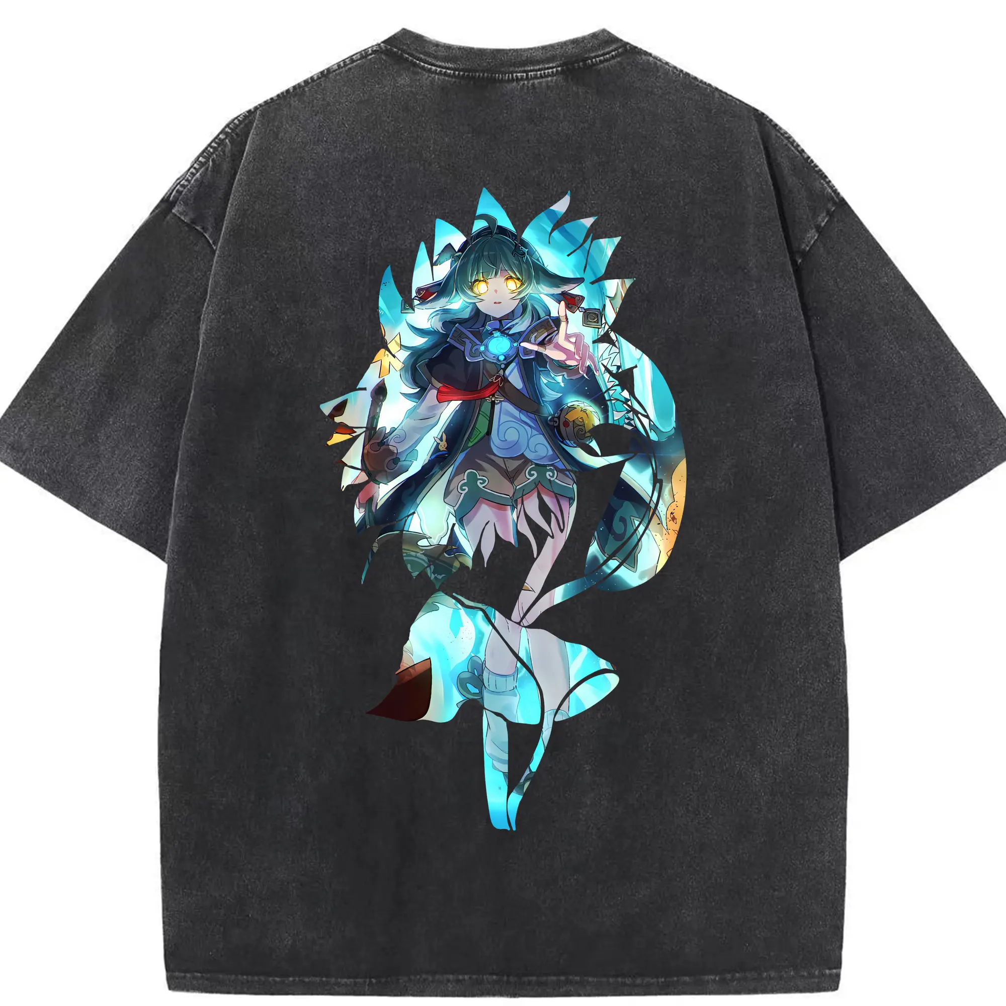 崩壊：スターレイル グッズ フォフォ - 綿100％ ヴィンテージ風 半袖Tシャツ ・ 背面プリント ・ 柔らか肌触り ・ 通気性 快適 ・ スポーツ カジュアル 外出用