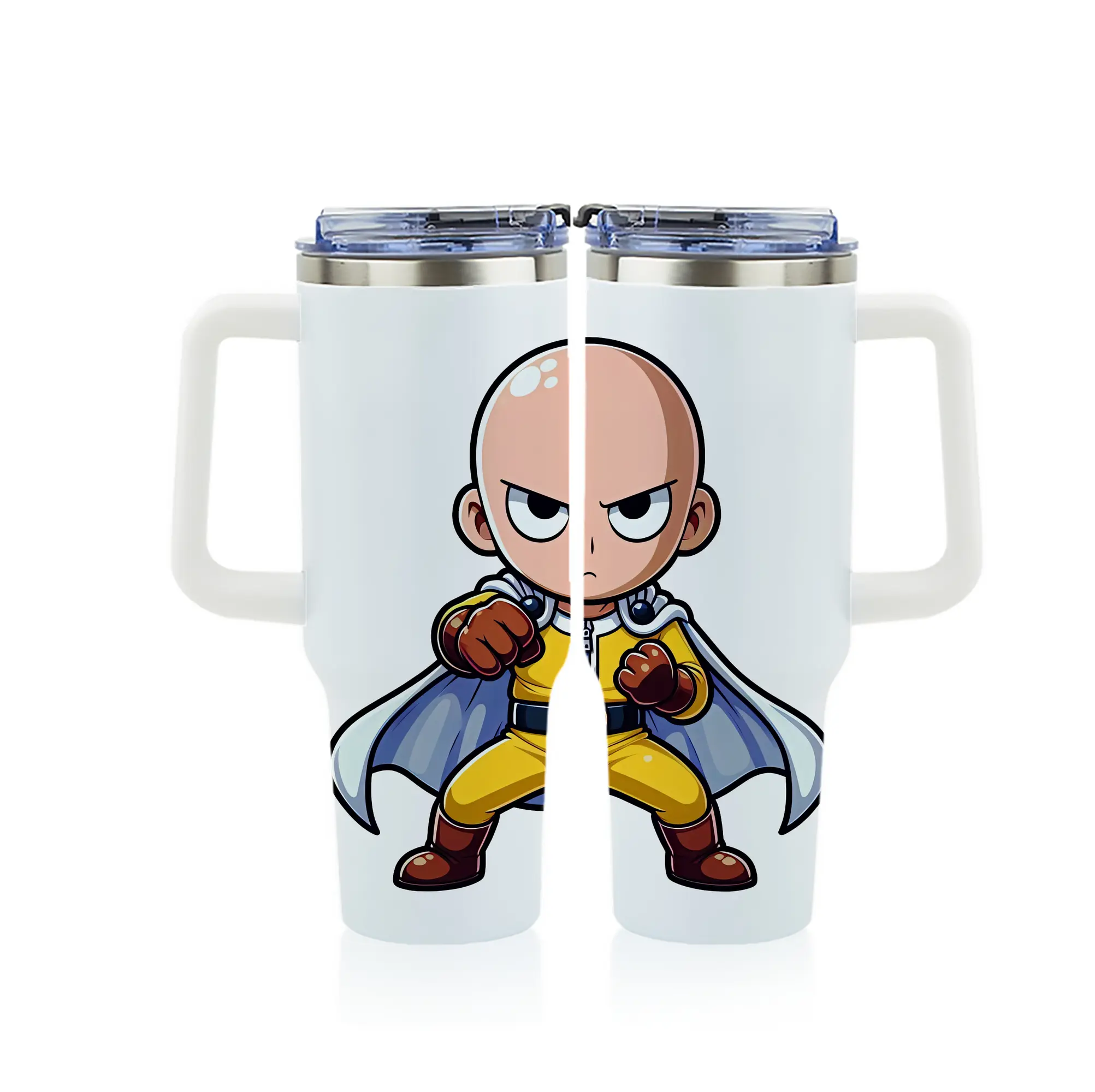 ワンパンマン グッズ サイタマ - 1200mL フルプリント車用タンブラー ・ 304ステンレス 内側 ・ 201ステンレス 外側 ・ 保温 保冷 ・ 通勤 ドライブ アウトドア用