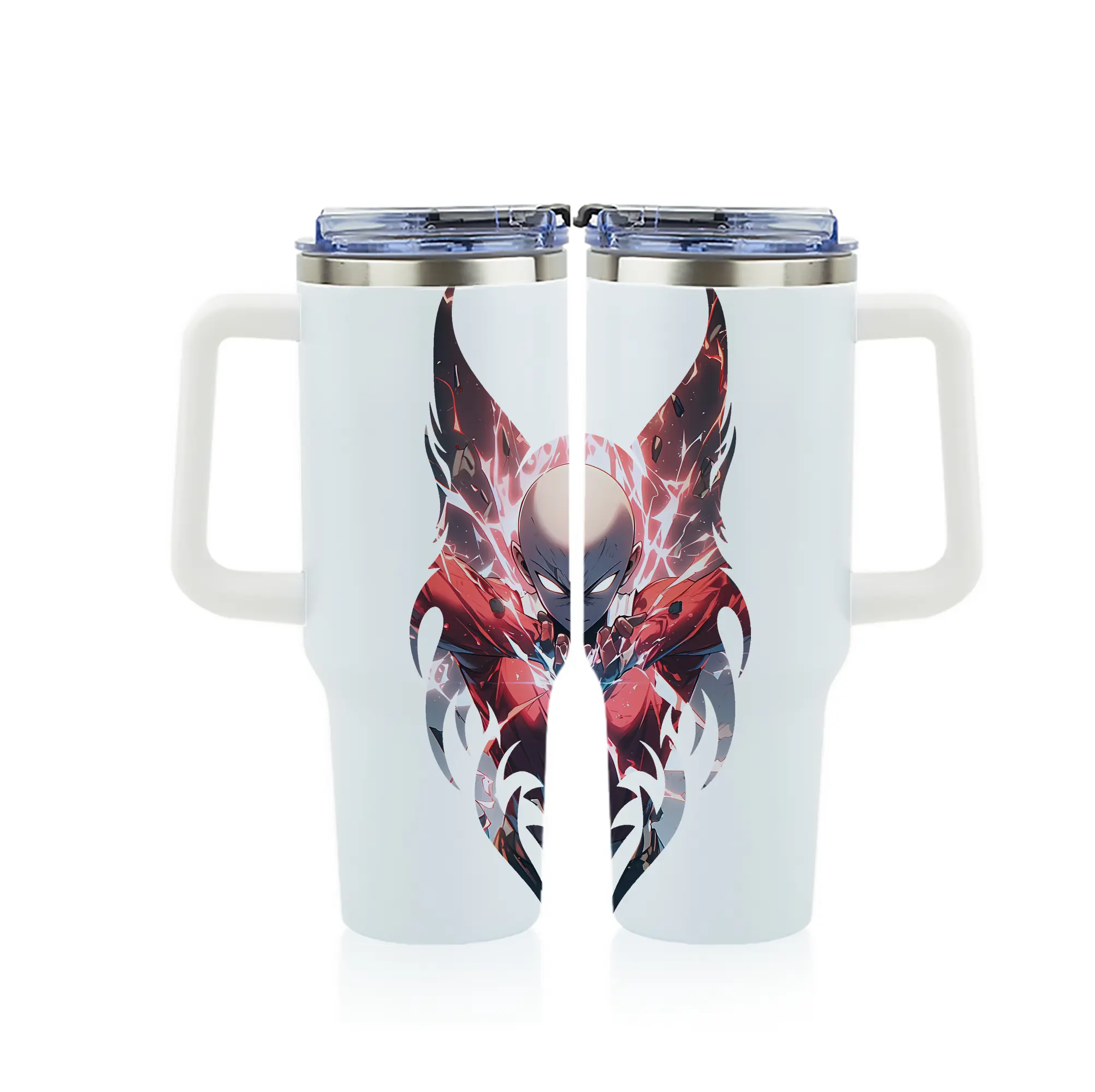 ワンパンマン グッズ サイタマ - 1200mL フルプリント車用タンブラー ・ 304ステンレス 内側 ・ 201ステンレス 外側 ・ 保温 保冷 ・ 通勤 ドライブ アウトドア用