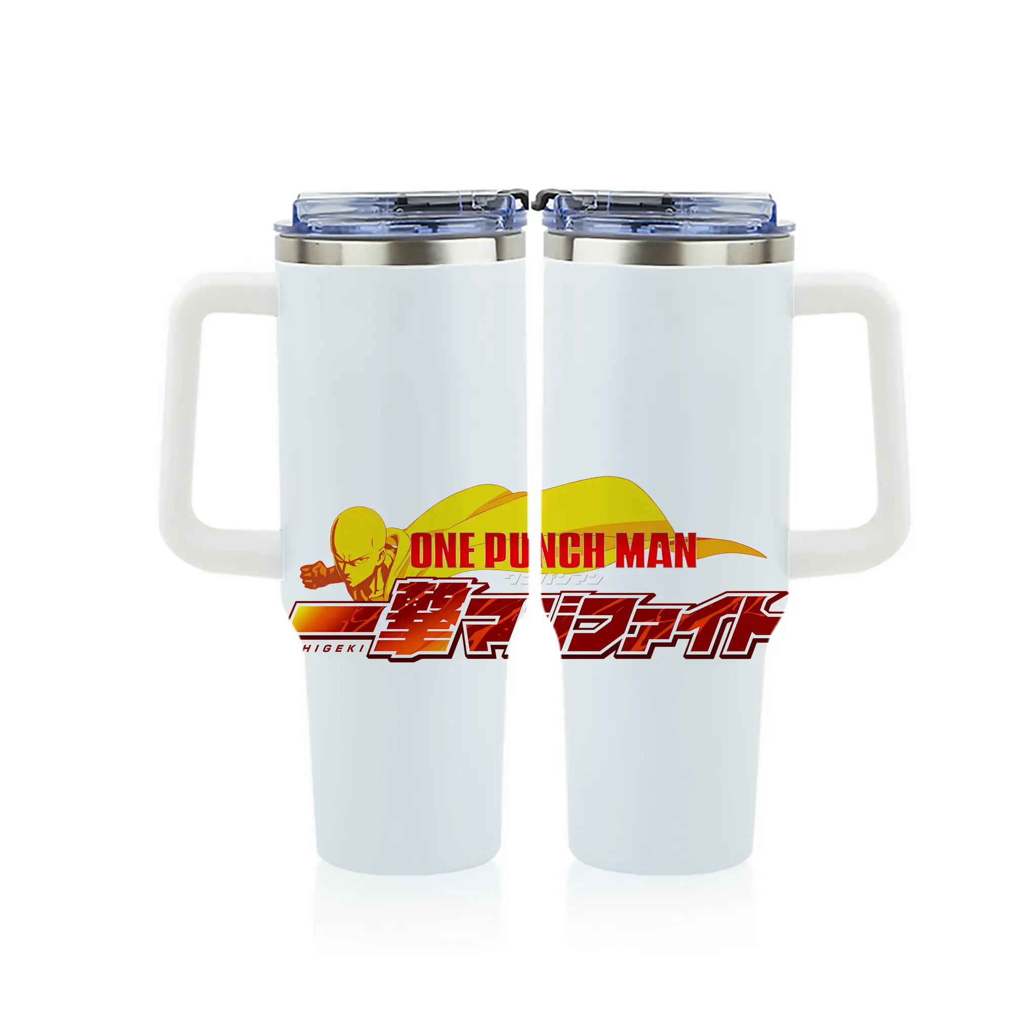 ワンパンマン グッズ サイタマ - 1200mL フルプリント車用タンブラー ・ 304ステンレス 内側 ・ 201ステンレス 外側 ・ 保温 保冷 ・ 通勤 ドライブ アウトドア用