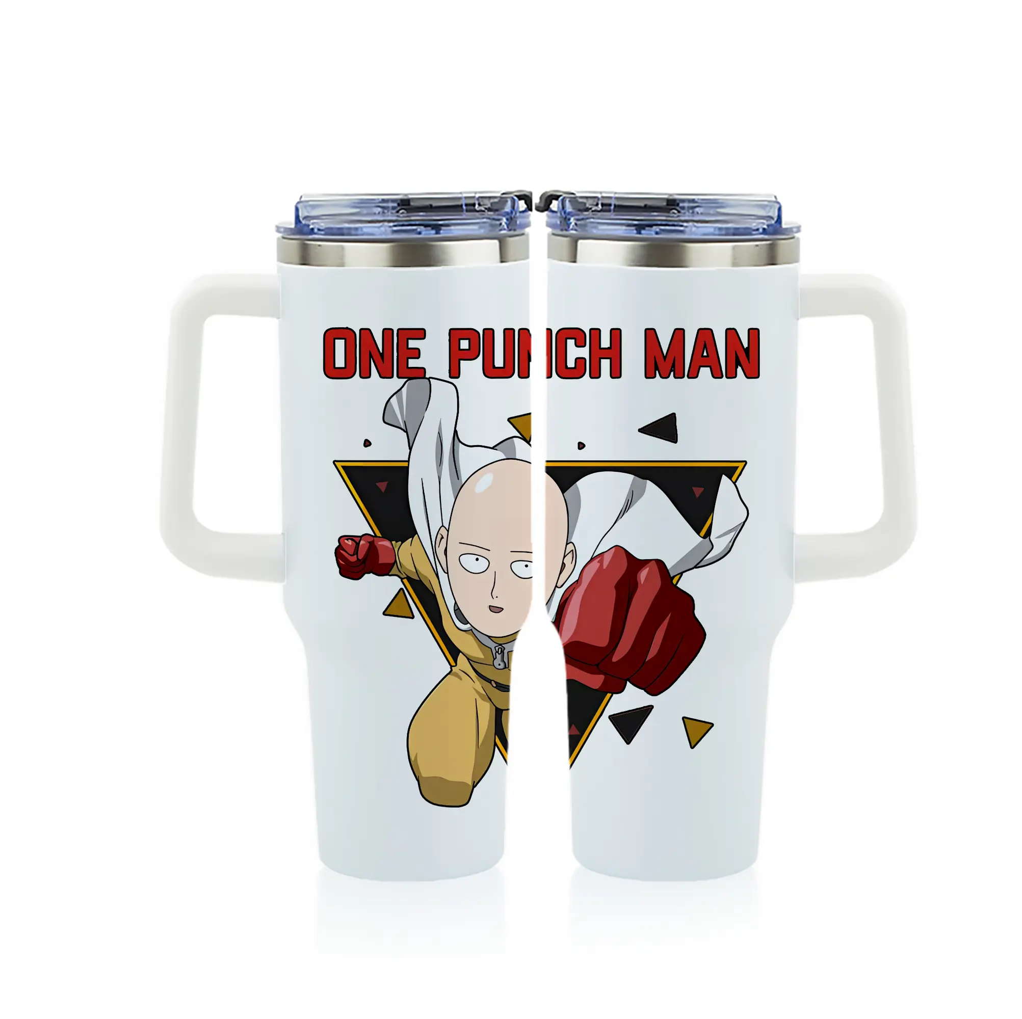 ワンパンマン グッズ サイタマ - 1200mL フルプリント車用タンブラー ・ 304ステンレス 内側 ・ 201ステンレス 外側 ・ 保温 保冷 ・ 通勤 ドライブ アウトドア用