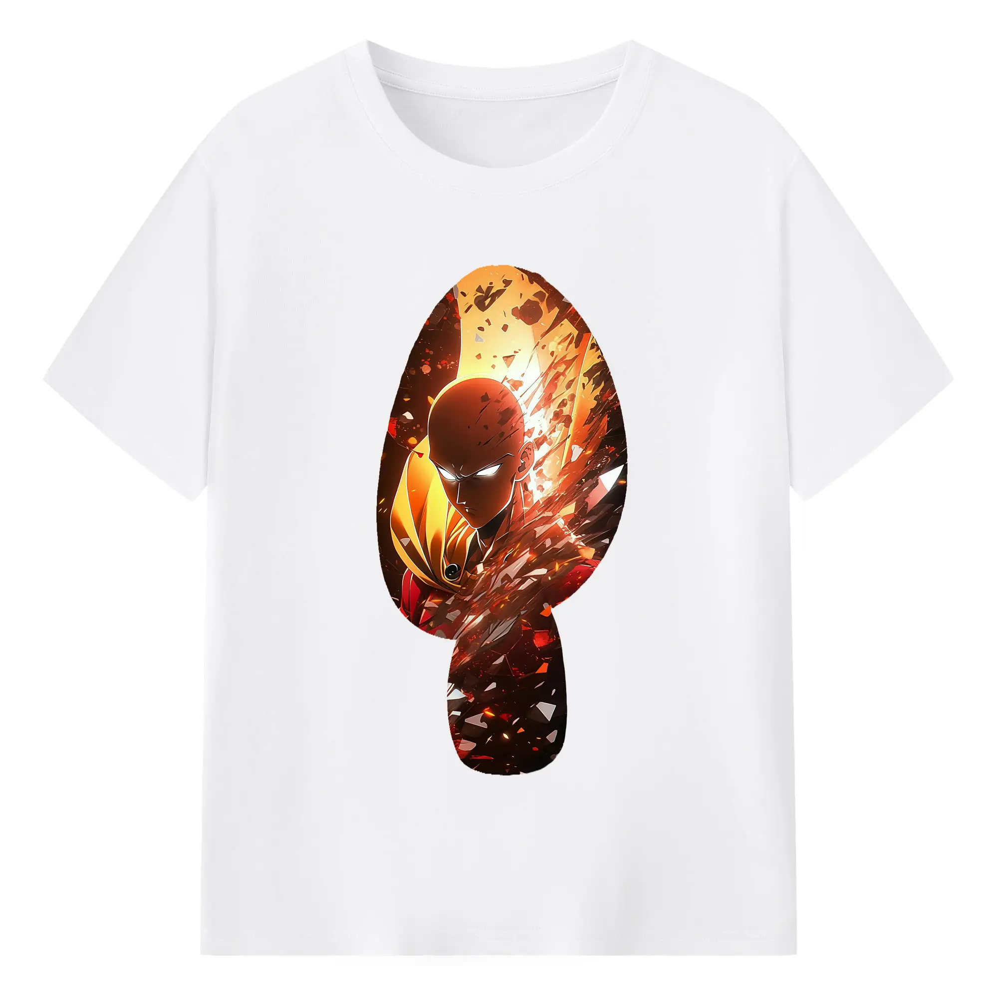 ワンパンマン グッズ サイタマ - 綿100％ 半袖Tシャツ ・ フロントプリント ・ 快適 通気性 ・ 日常使い 散歩 スポーツ用