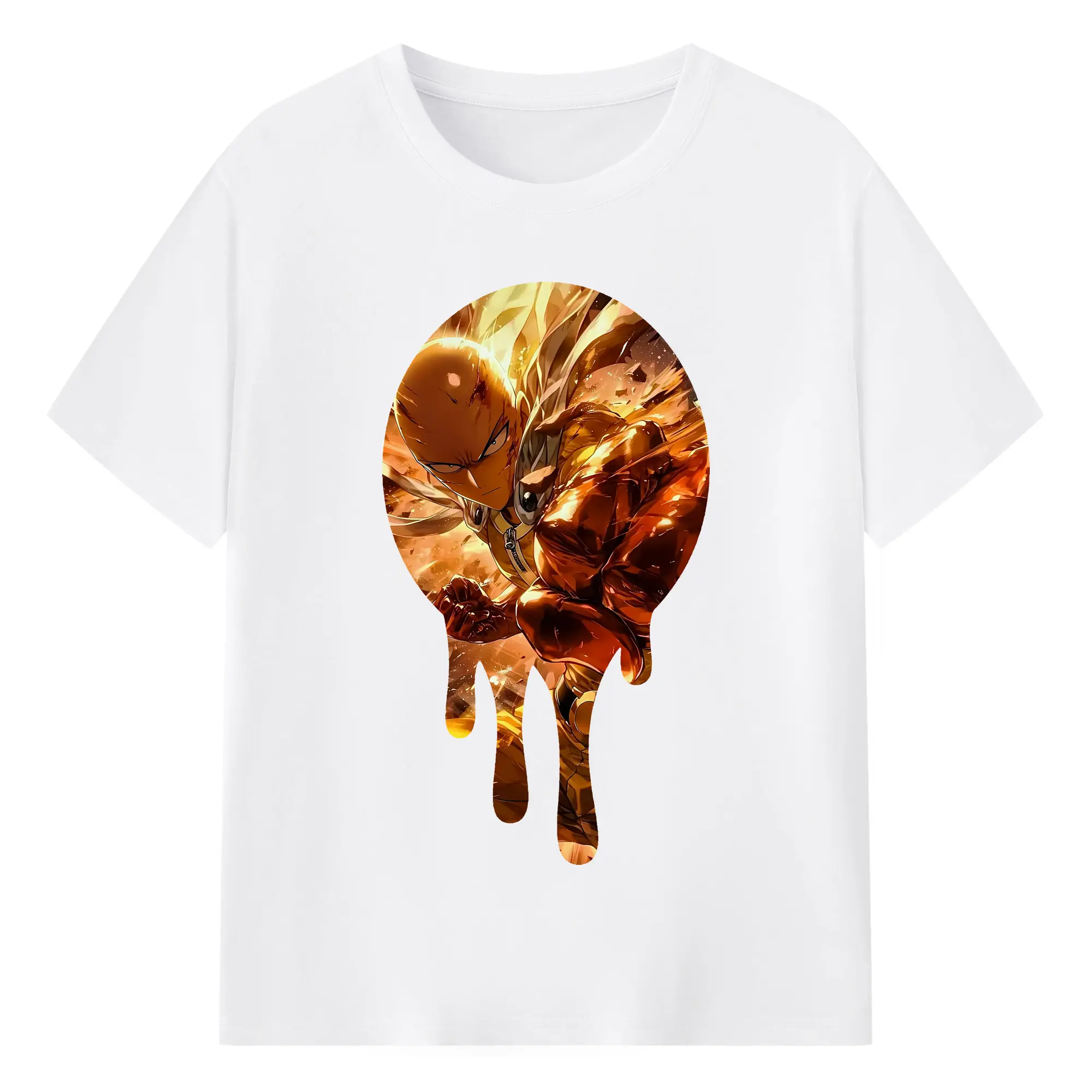 ワンパンマン グッズ サイタマ - 綿100％ 半袖Tシャツ ・ フロントプリント ・ 快適 通気性 ・ 日常使い 散歩 スポーツ用