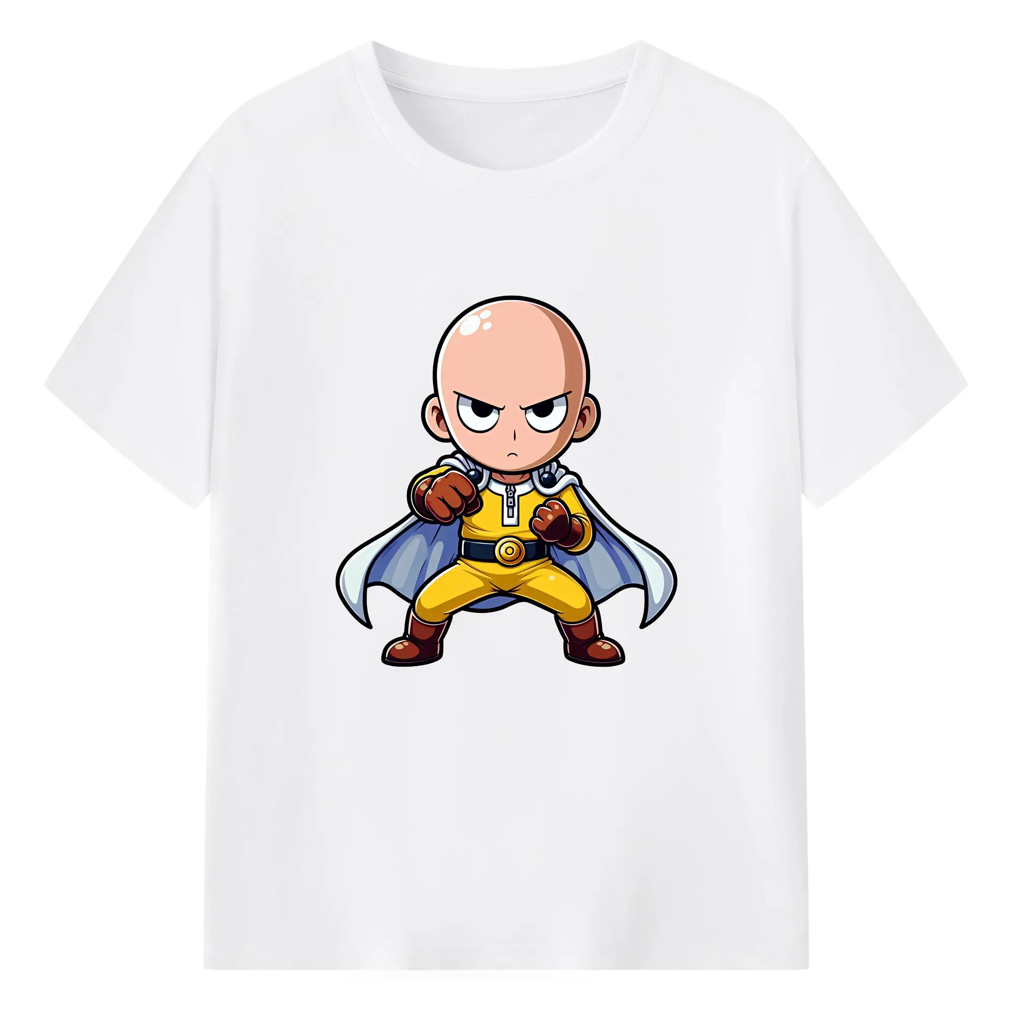 ワンパンマン グッズ サイタマ - 綿100％ 半袖Tシャツ ・ フロントプリント ・ 快適 通気性 ・ 日常使い 散歩 スポーツ用