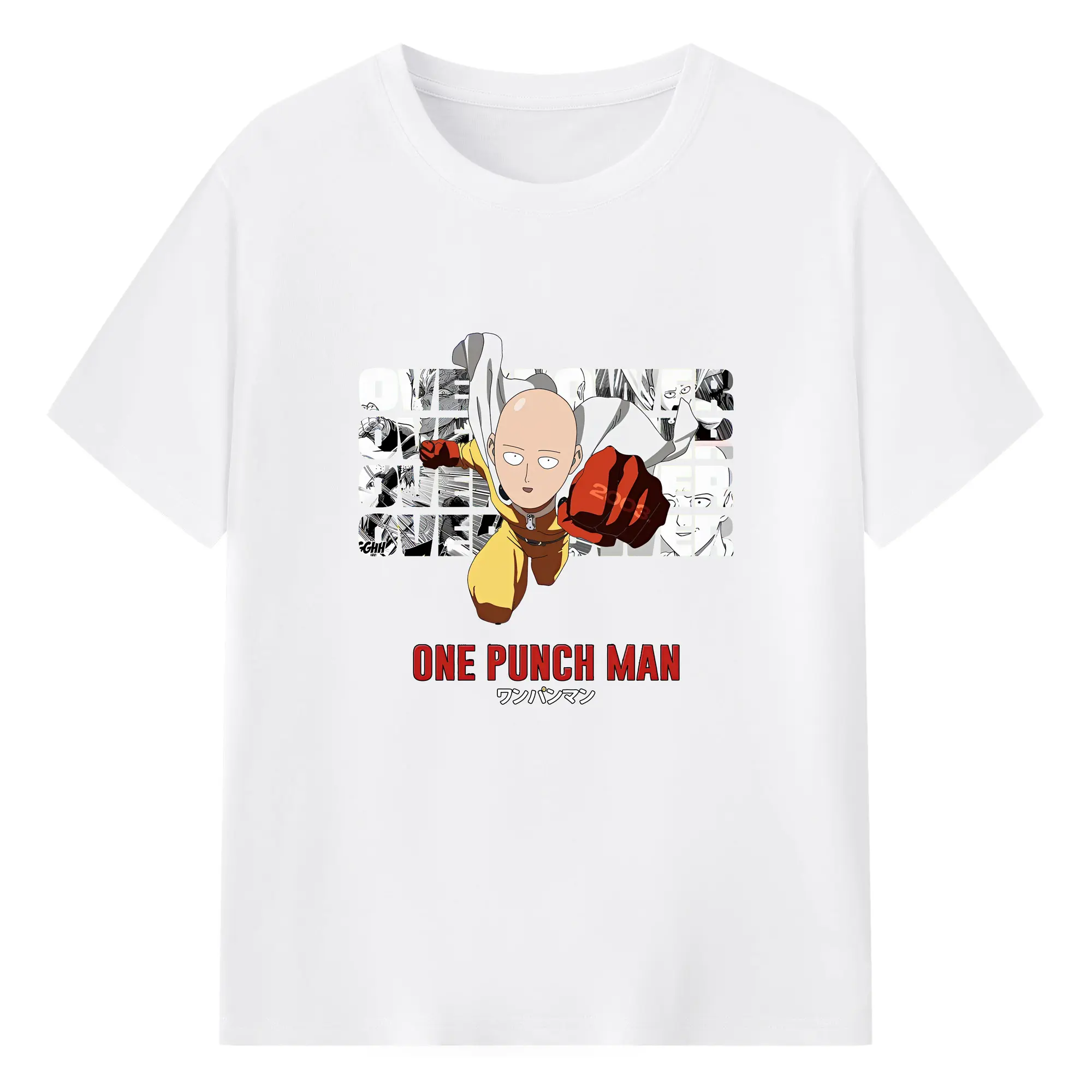 ワンパンマン グッズ サイタマ - 綿100％ 半袖Tシャツ ・ フロントプリント ・ 快適 通気性 ・ 日常使い 散歩 スポーツ用