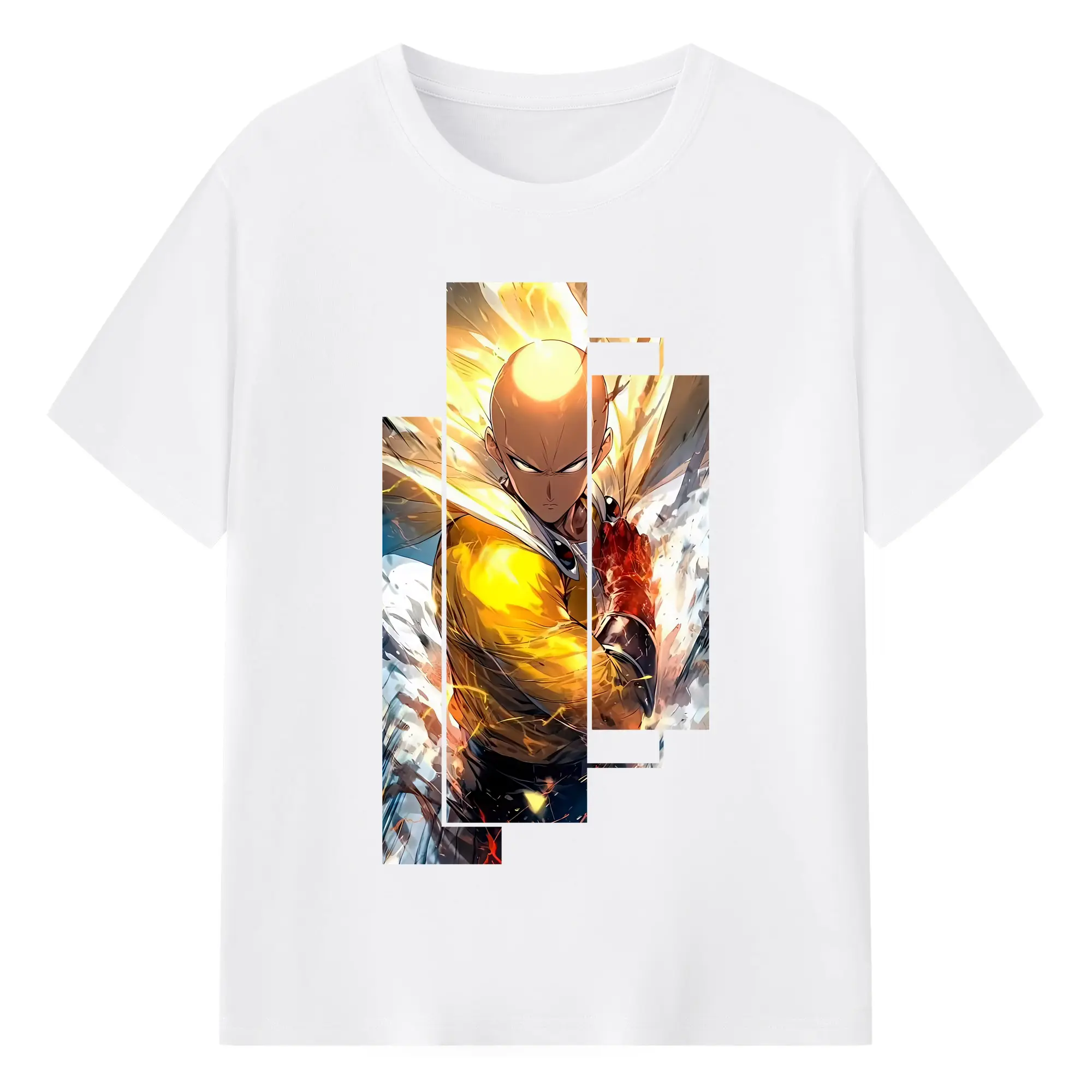 ワンパンマン グッズ サイタマ - 綿100％ 半袖Tシャツ ・ フロントプリント ・ 快適 通気性 ・ 日常使い 散歩 スポーツ用