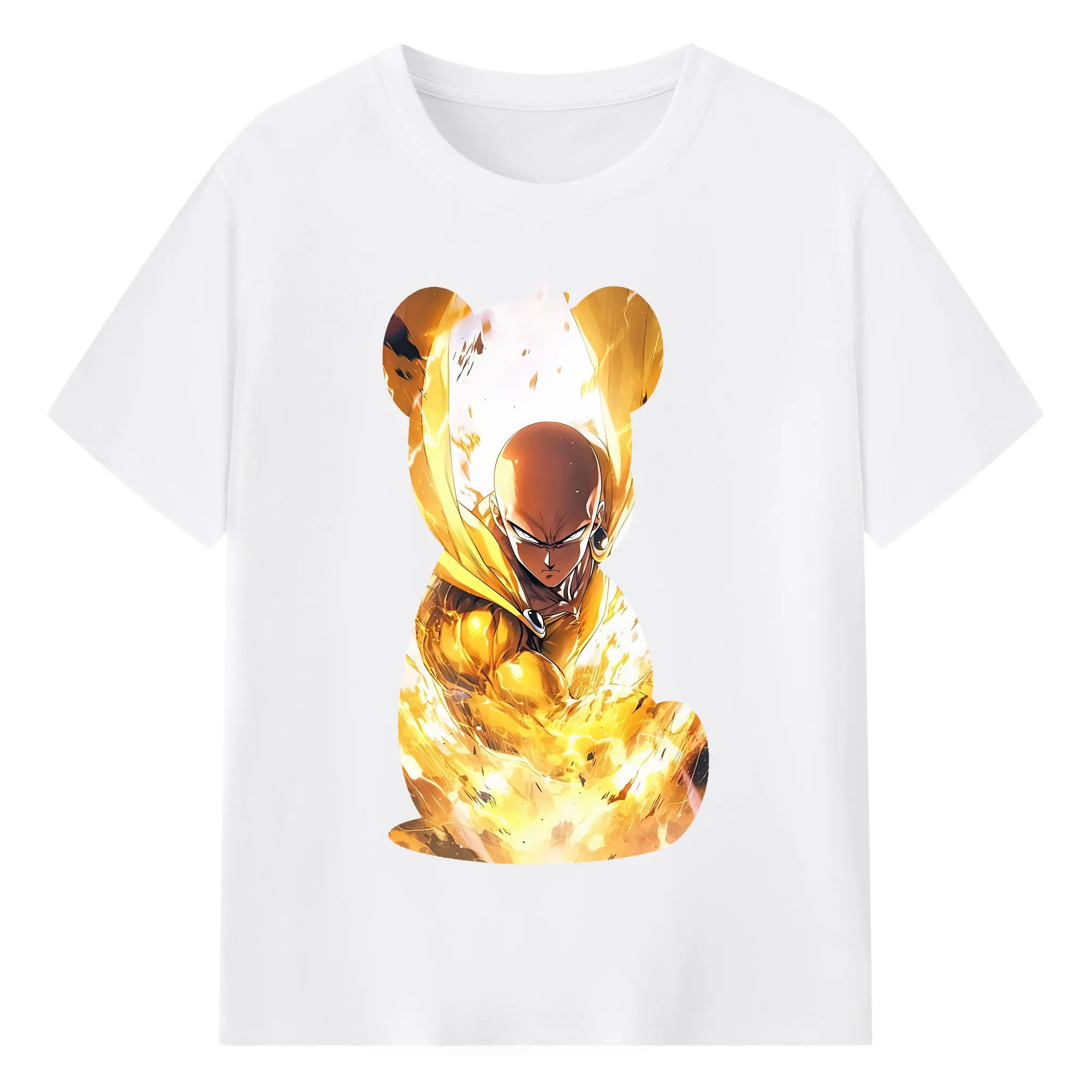 ワンパンマン グッズ サイタマ - 綿100％ 半袖Tシャツ ・ フロントプリント ・ 快適 通気性 ・ 日常使い 散歩 スポーツ用