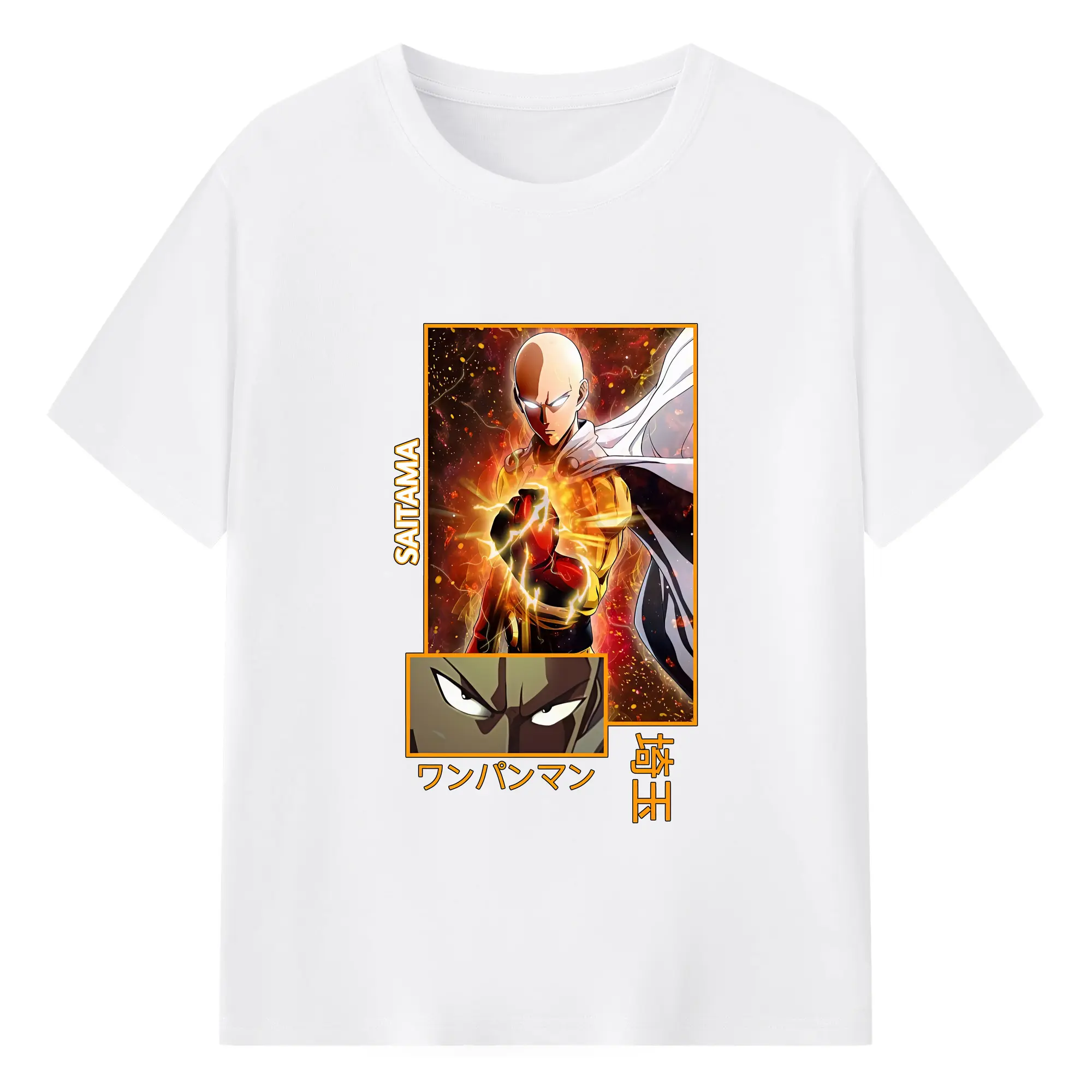 ワンパンマン グッズ サイタマ - 綿100％ 半袖Tシャツ ・ フロントプリント ・ 快適 通気性 ・ 日常使い 散歩 スポーツ用