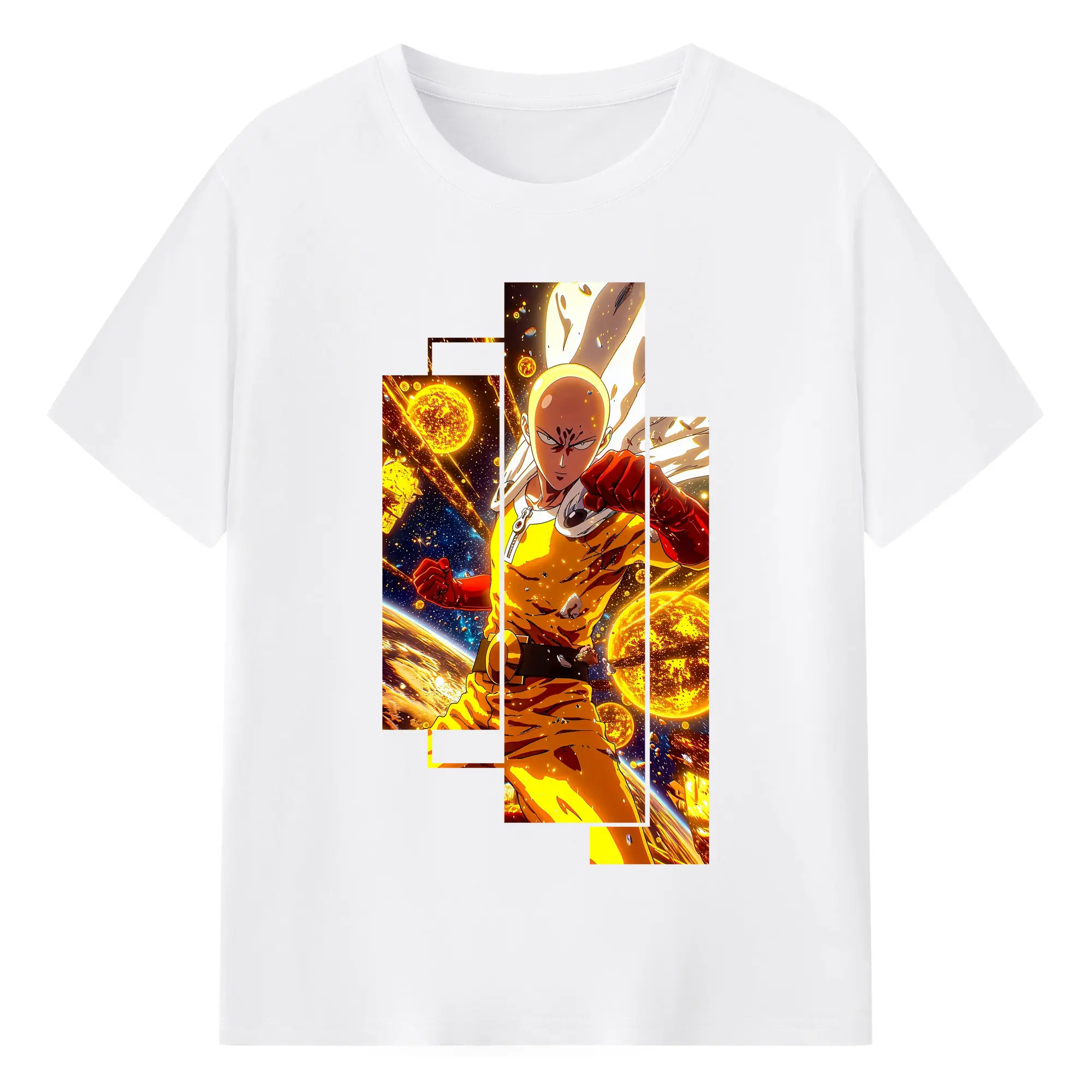 ワンパンマン グッズ サイタマ - 綿100％ 半袖Tシャツ ・ フロントプリント ・ 快適 通気性 ・ 日常使い 散歩 スポーツ用