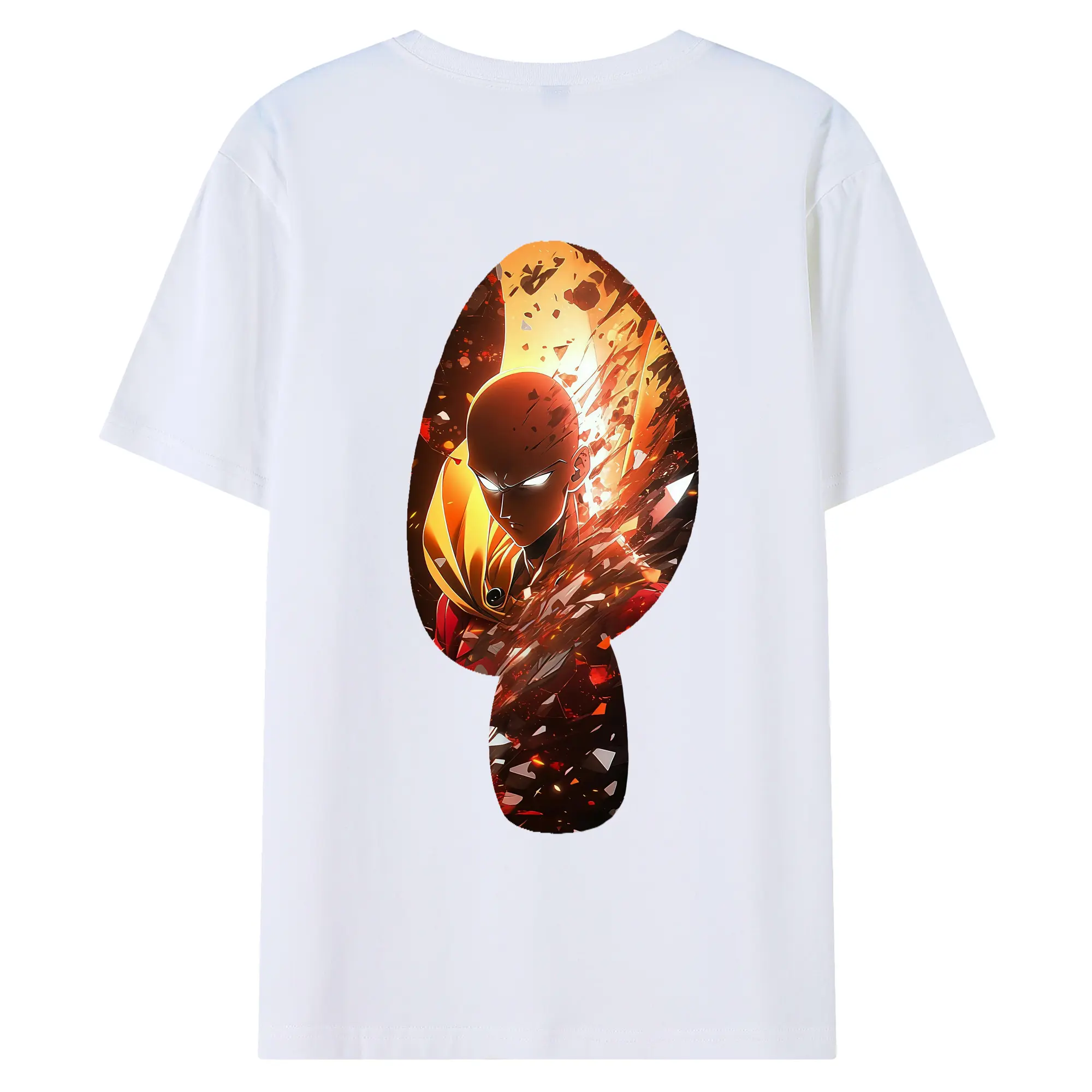 ワンパンマン グッズ サイタマ - 綿100％ 半袖Tシャツ ・ バックプリント ・ 快適 通気性 ・ 日常使い 散歩 スポーツ用