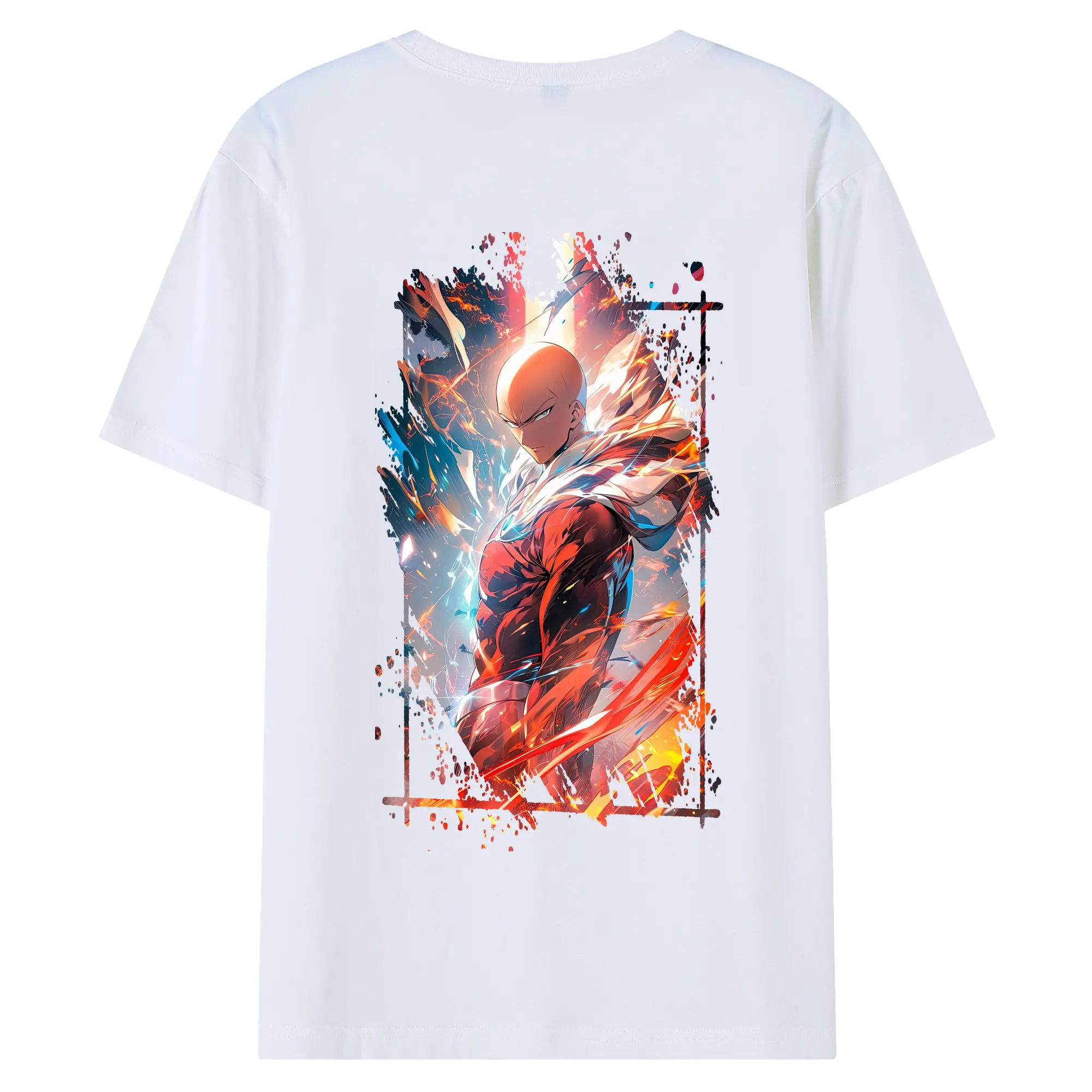 ワンパンマン グッズ サイタマ - 綿100％ 半袖Tシャツ ・ バックプリント ・ 快適 通気性 ・ 日常使い 散歩 スポーツ用