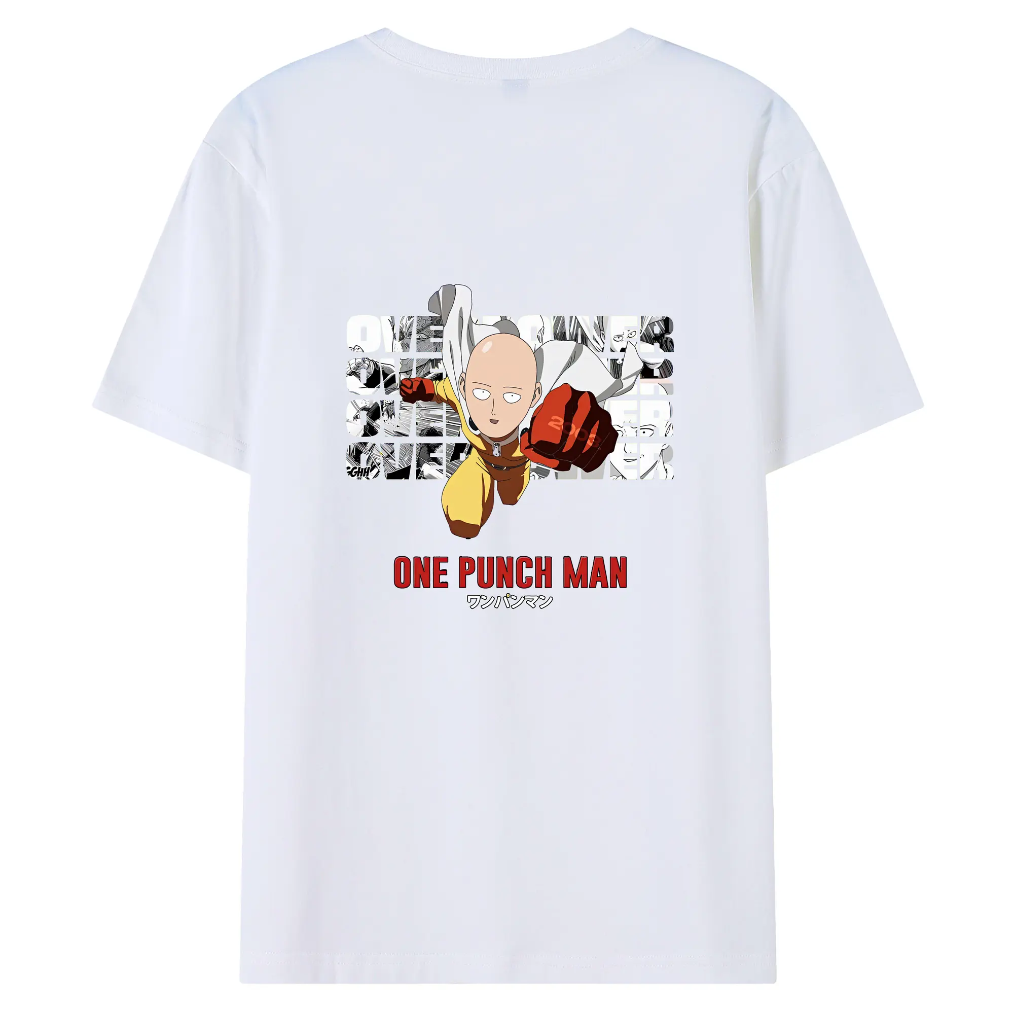 ワンパンマン グッズ サイタマ - 綿100％ 半袖Tシャツ ・ バックプリント ・ 快適 通気性 ・ 日常使い 散歩 スポーツ用