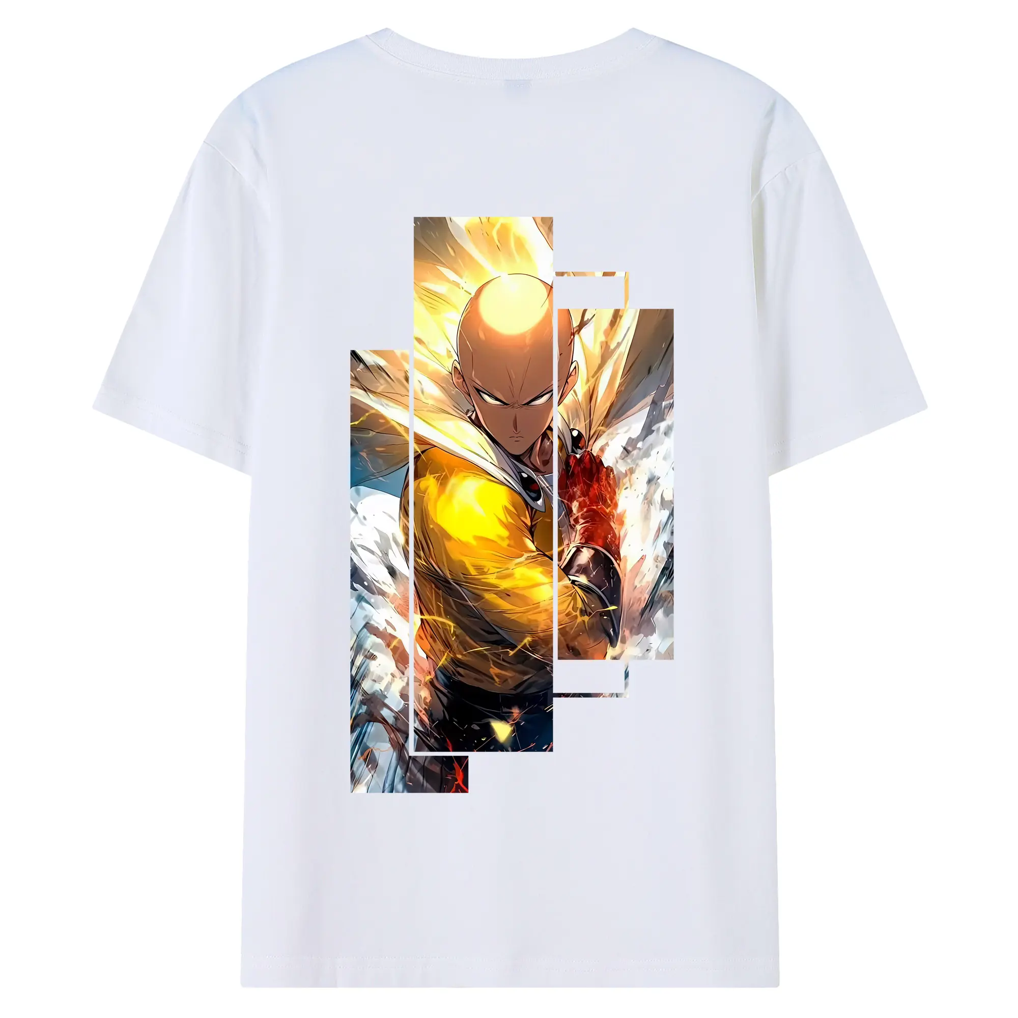 ワンパンマン グッズ サイタマ - 綿100％ 半袖Tシャツ ・ バックプリント ・ 快適 通気性 ・ 日常使い 散歩 スポーツ用