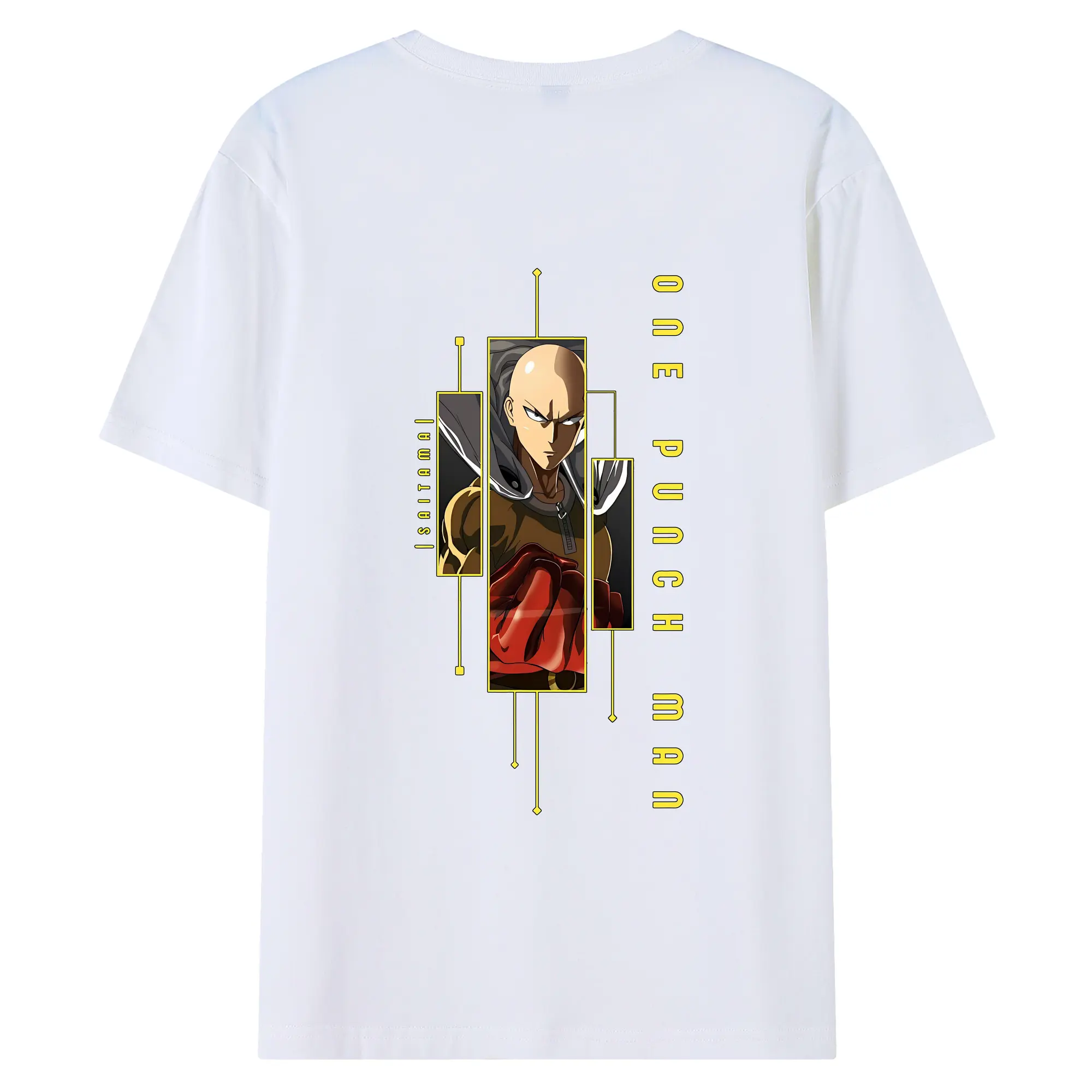 ワンパンマン グッズ サイタマ - 綿100％ 半袖Tシャツ ・ バックプリント ・ 快適 通気性 ・ 日常使い 散歩 スポーツ用