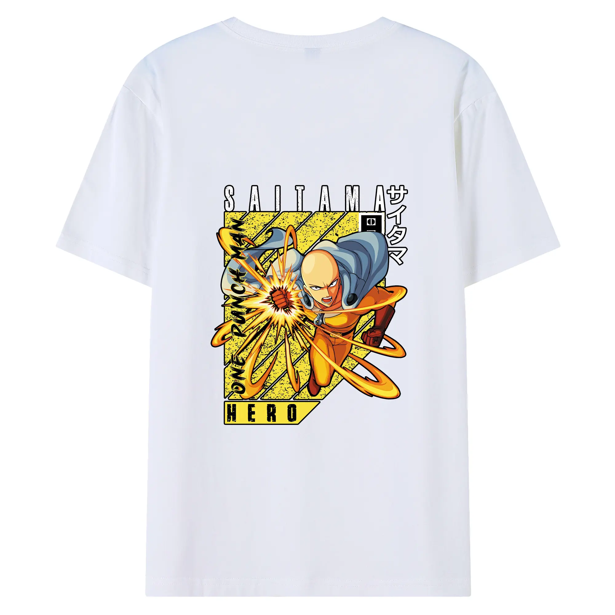 ワンパンマン グッズ サイタマ - 綿100％ 半袖Tシャツ ・ バックプリント ・ 快適 通気性 ・ 日常使い 散歩 スポーツ用