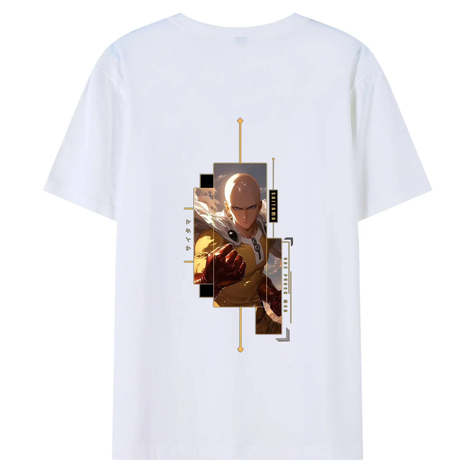 ワンパンマン グッズ サイタマ - 綿100％ 半袖Tシャツ ・ バックプリント ・ 快適 通気性 ・ 日常使い 散歩 スポーツ用