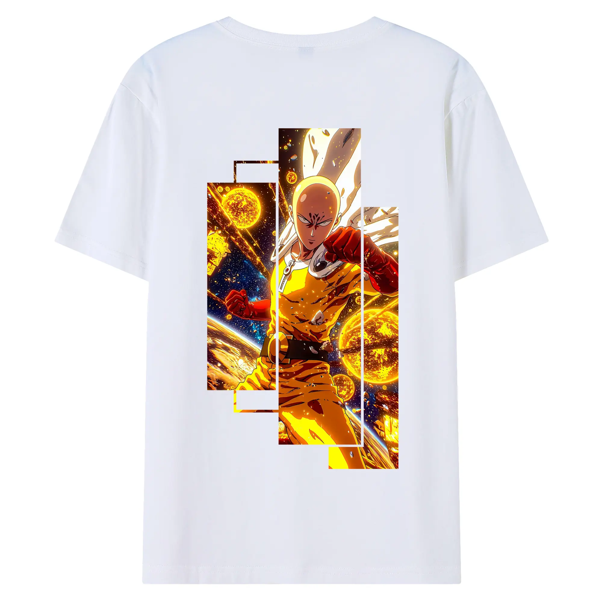 ワンパンマン グッズ サイタマ - 綿100％ 半袖Tシャツ ・ バックプリント ・ 快適 通気性 ・ 日常使い 散歩 スポーツ用