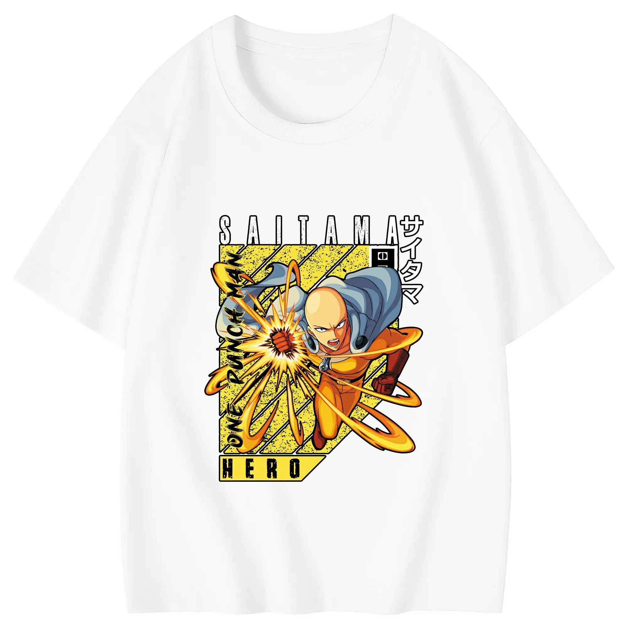 ワンパンマン グッズ サイタマ - 綿100％ キッズTシャツ ・ フロントプリント ・ 快適 通気性 ・ スポーツ カジュアル 散歩用