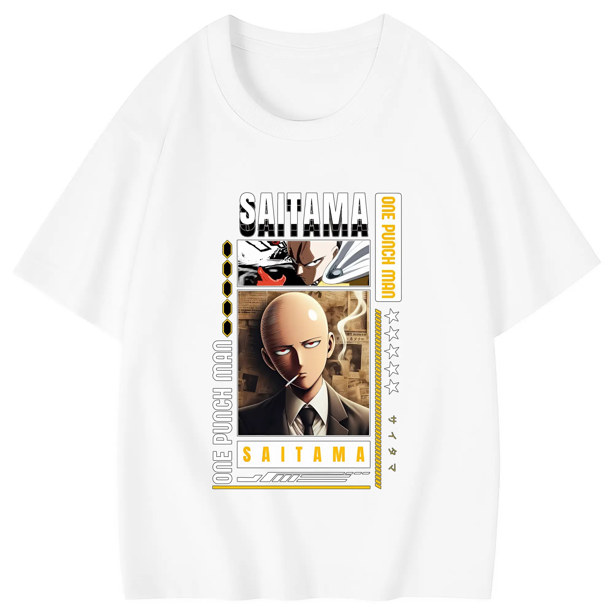 ワンパンマン グッズ サイタマ - 綿100％ キッズTシャツ ・ フロントプリント ・ 快適 通気性 ・ スポーツ カジュアル 散歩用