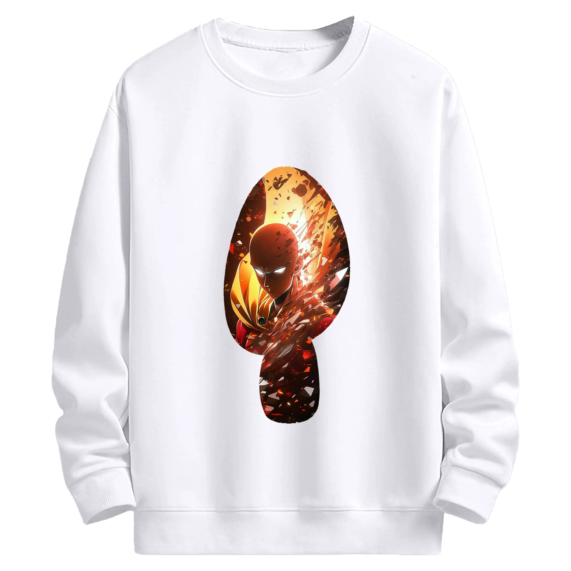 ワンパンマン グッズ サイタマ - 高品質 クルーネック スウェット ・ コットン59％ ポリエステル41％ ・ ユニセックス 長袖 トレーナー ・ カジュアル デイリー スポーツ 散歩用