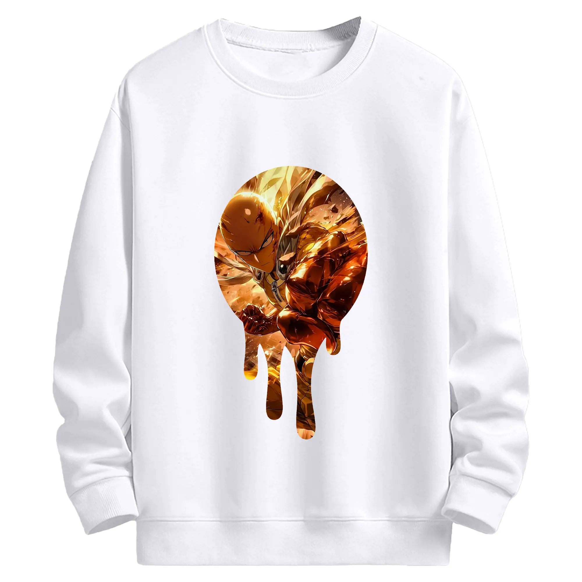 ワンパンマン グッズ サイタマ - 高品質 クルーネック スウェット ・ コットン59％ ポリエステル41％ ・ ユニセックス 長袖 トレーナー ・ カジュアル デイリー スポーツ 散歩用