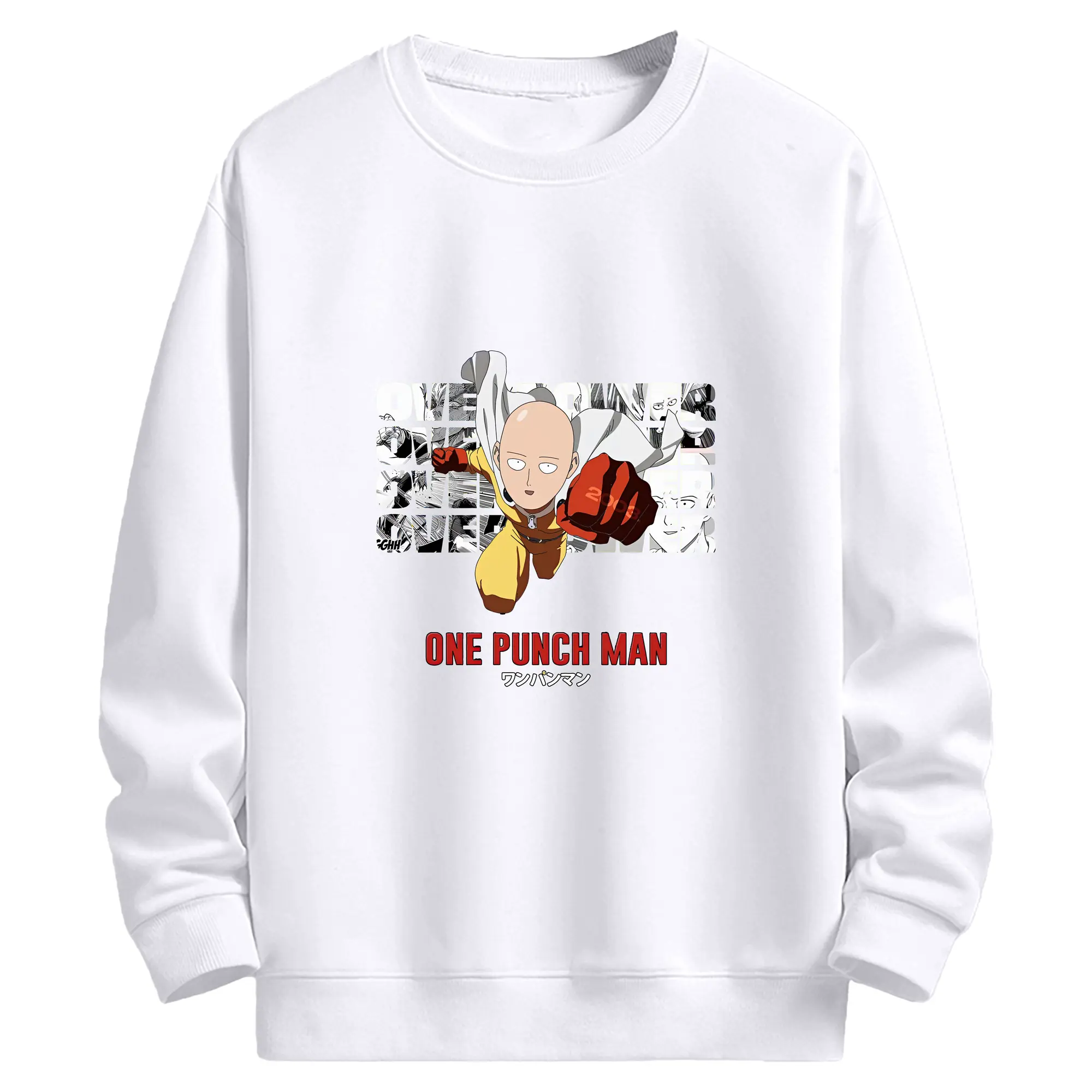 ワンパンマン グッズ サイタマ - 高品質 クルーネック スウェット ・ コットン59％ ポリエステル41％ ・ ユニセックス 長袖 トレーナー ・ カジュアル デイリー スポーツ 散歩用