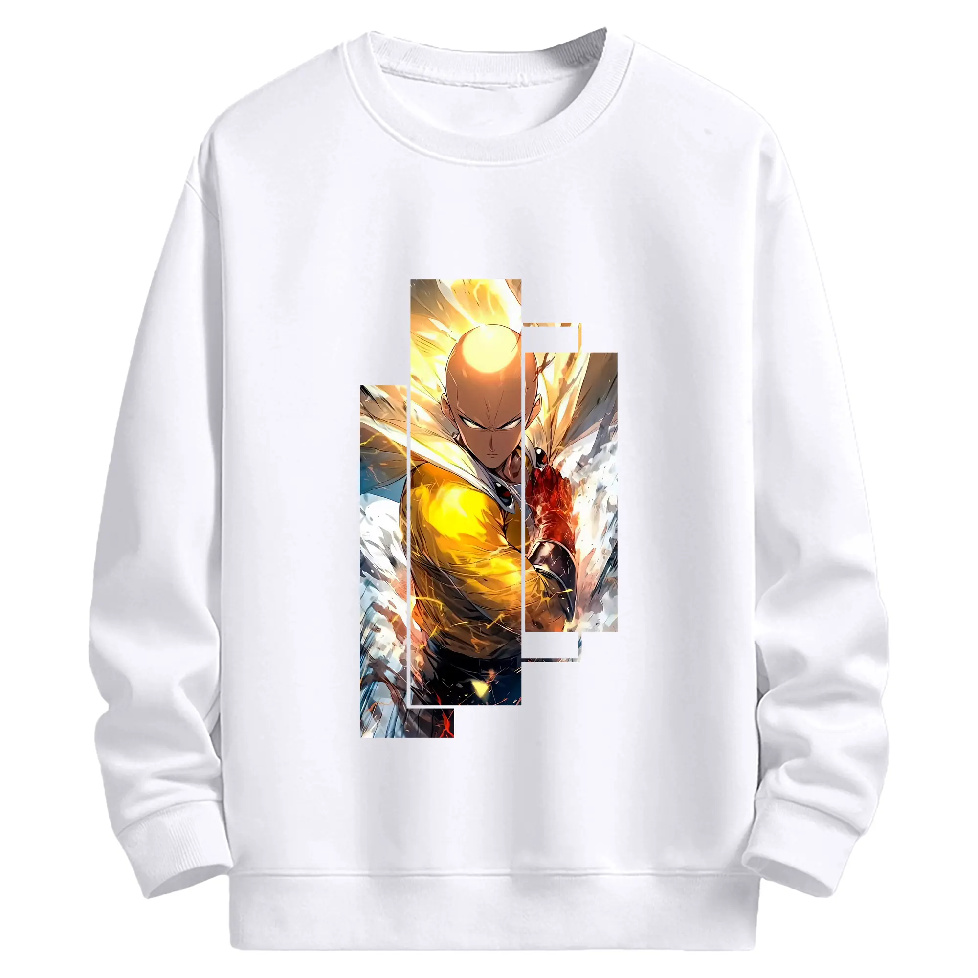 ワンパンマン グッズ サイタマ - 高品質 クルーネック スウェット ・ コットン59％ ポリエステル41％ ・ ユニセックス 長袖 トレーナー ・ カジュアル デイリー スポーツ 散歩用