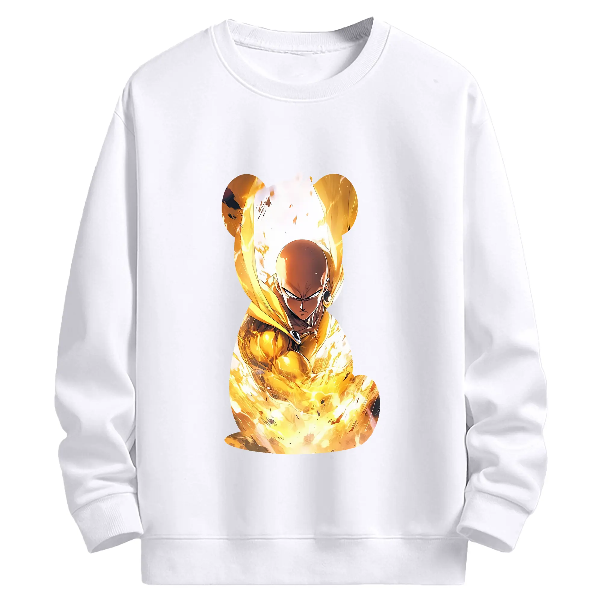 ワンパンマン グッズ サイタマ - 高品質 クルーネック スウェット ・ コットン59％ ポリエステル41％ ・ ユニセックス 長袖 トレーナー ・ カジュアル デイリー スポーツ 散歩用