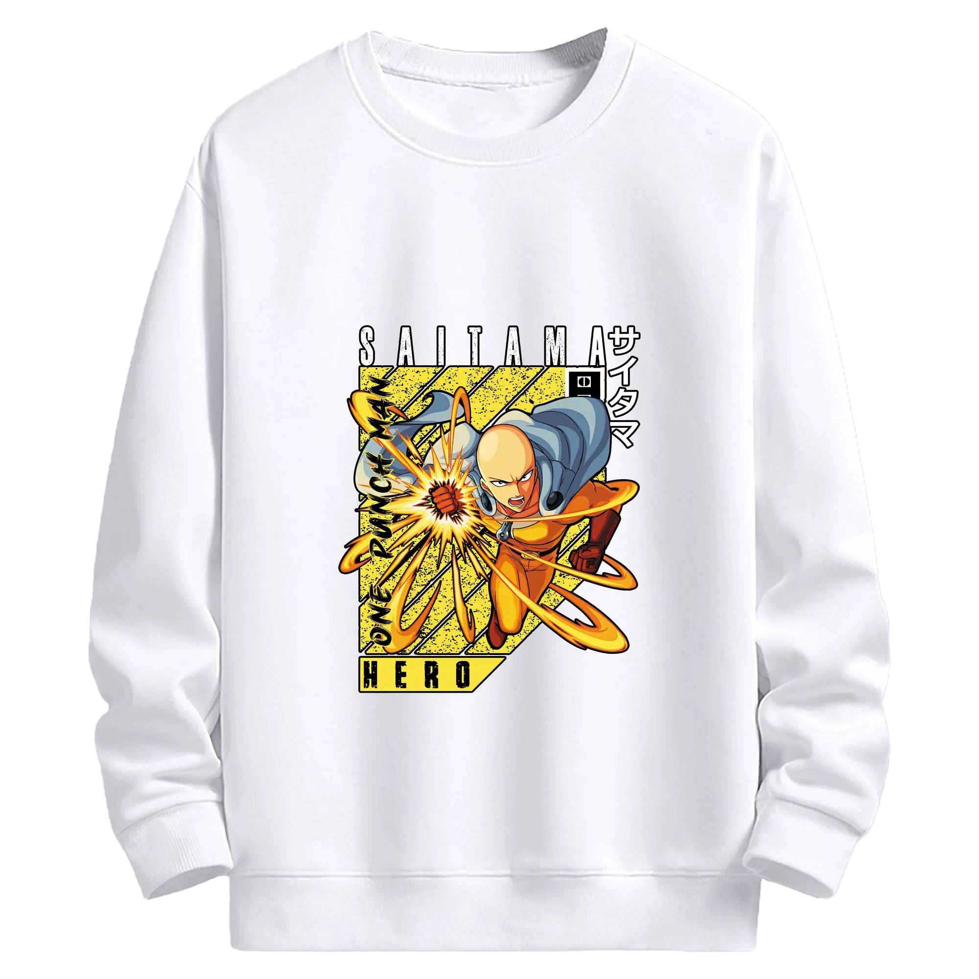 ワンパンマン グッズ サイタマ - 高品質 クルーネック スウェット ・ コットン59％ ポリエステル41％ ・ ユニセックス 長袖 トレーナー ・ カジュアル デイリー スポーツ 散歩用
