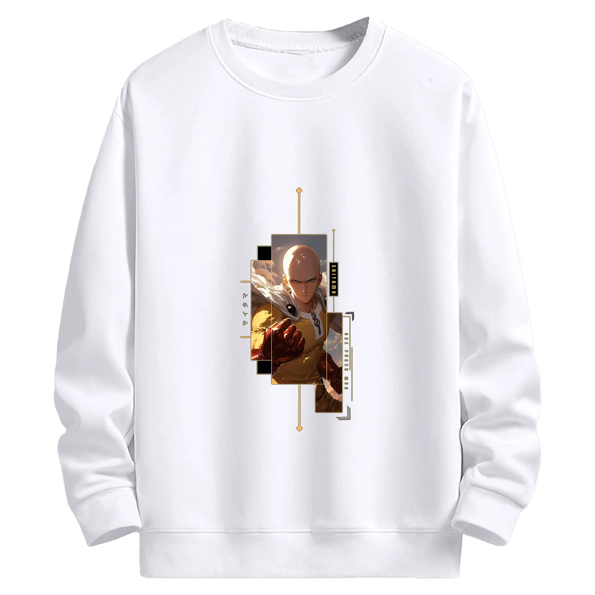 ワンパンマン グッズ サイタマ - 高品質 クルーネック スウェット ・ コットン59％ ポリエステル41％ ・ ユニセックス 長袖 トレーナー ・ カジュアル デイリー スポーツ 散歩用