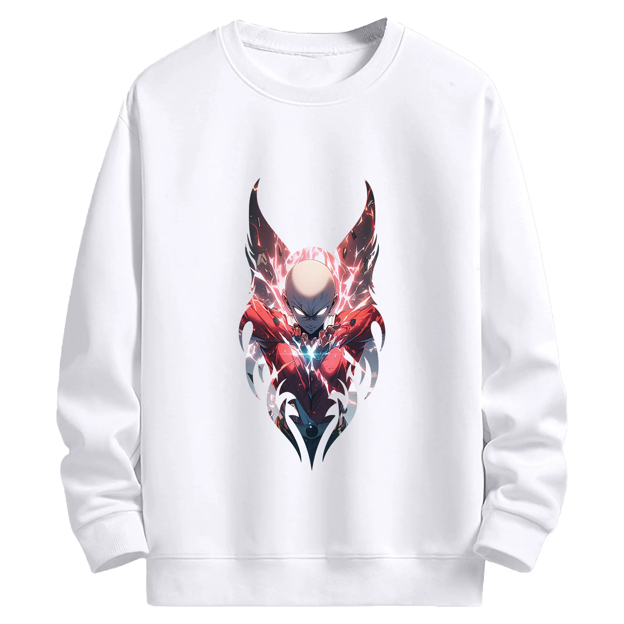 ワンパンマン グッズ サイタマ - 高品質 クルーネック スウェット ・ コットン59％ ポリエステル41％ ・ ユニセックス 長袖 トレーナー ・ カジュアル デイリー スポーツ 散歩用