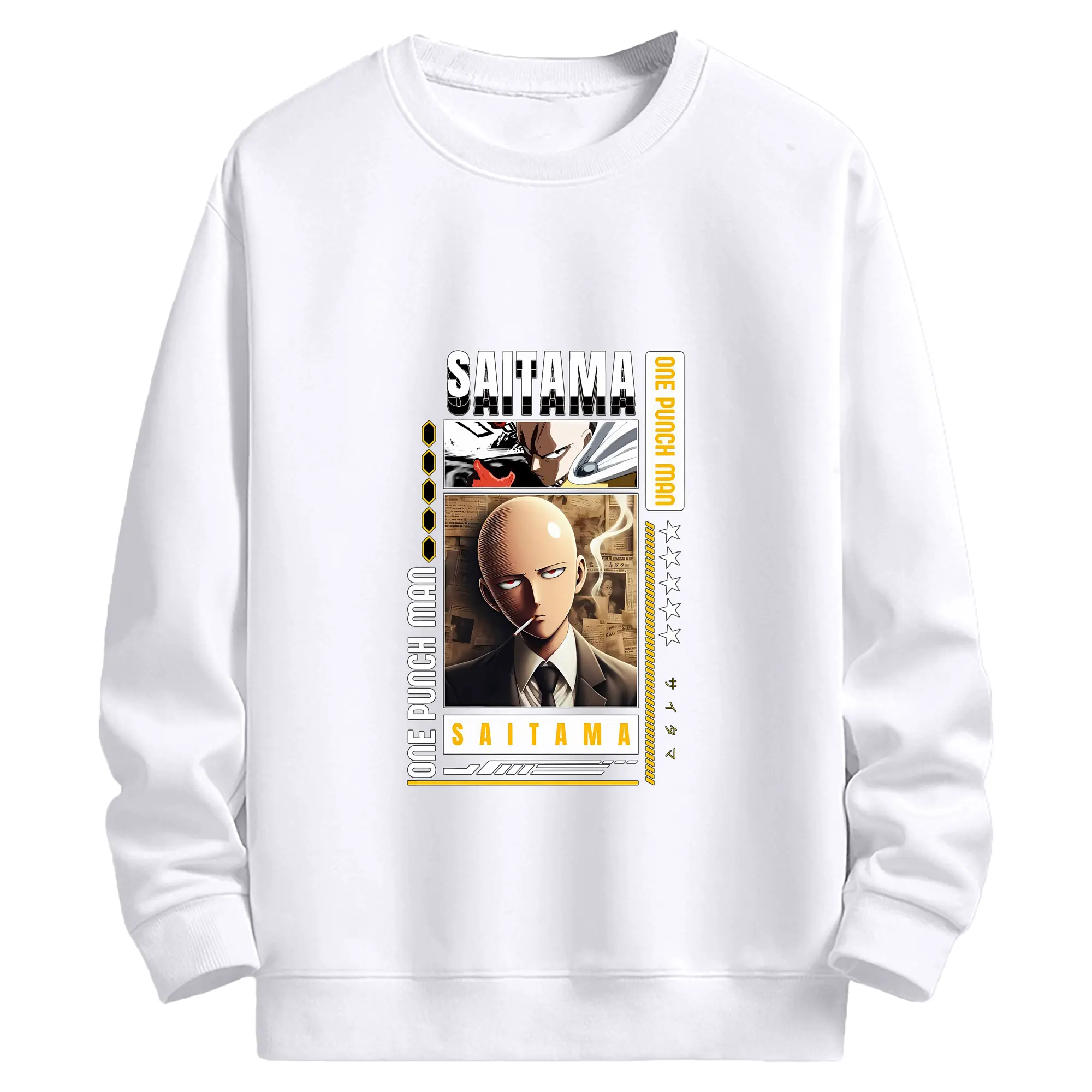 ワンパンマン グッズ サイタマ - 高品質 クルーネック スウェット ・ コットン59％ ポリエステル41％ ・ ユニセックス 長袖 トレーナー ・ カジュアル デイリー スポーツ 散歩用